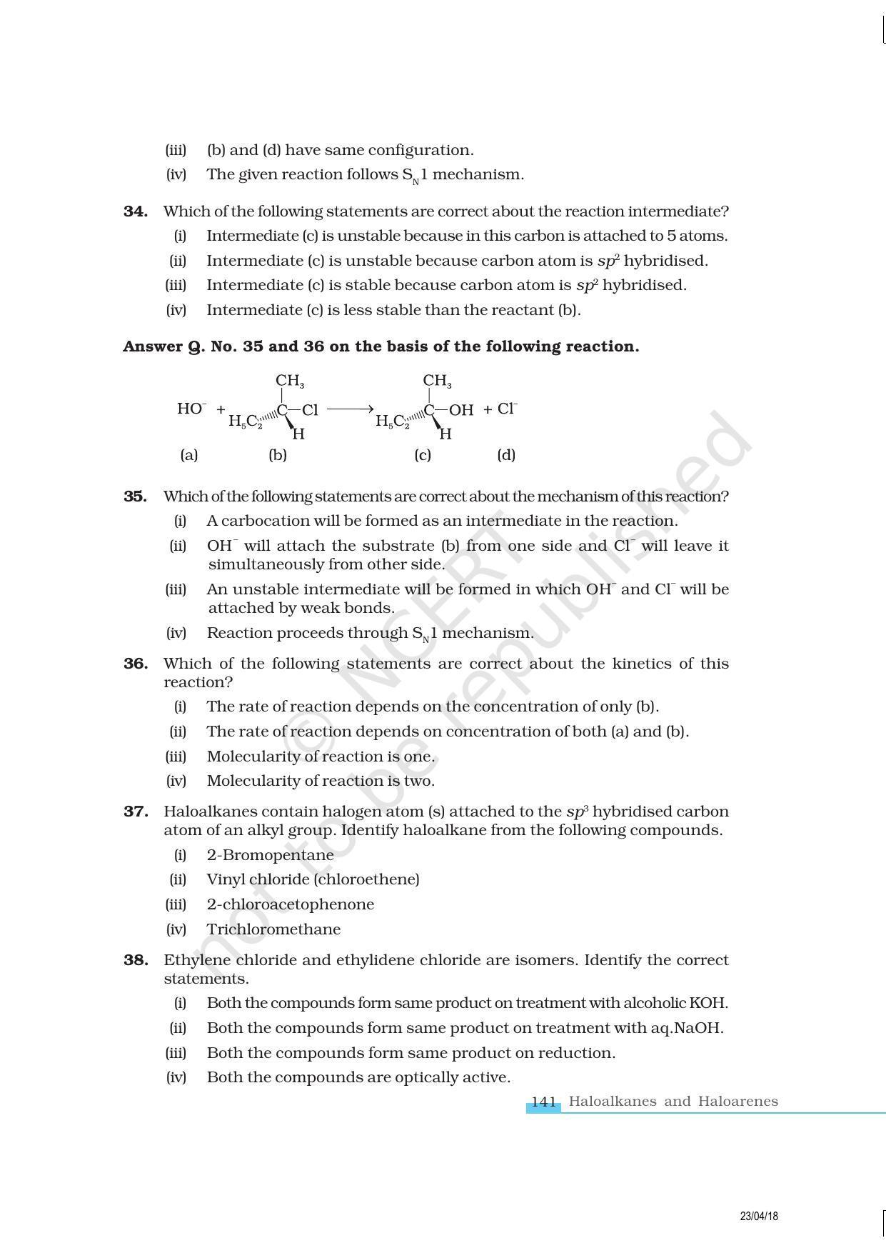 NCERT Exemplar Book for Class 12 Chemistry: Chapter 10 Haloalkanes and Haloarenes - Page 9