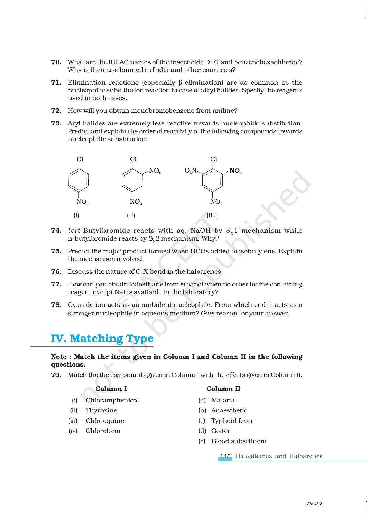 NCERT Exemplar Book for Class 12 Chemistry: Chapter 10 Haloalkanes and Haloarenes - Page 13