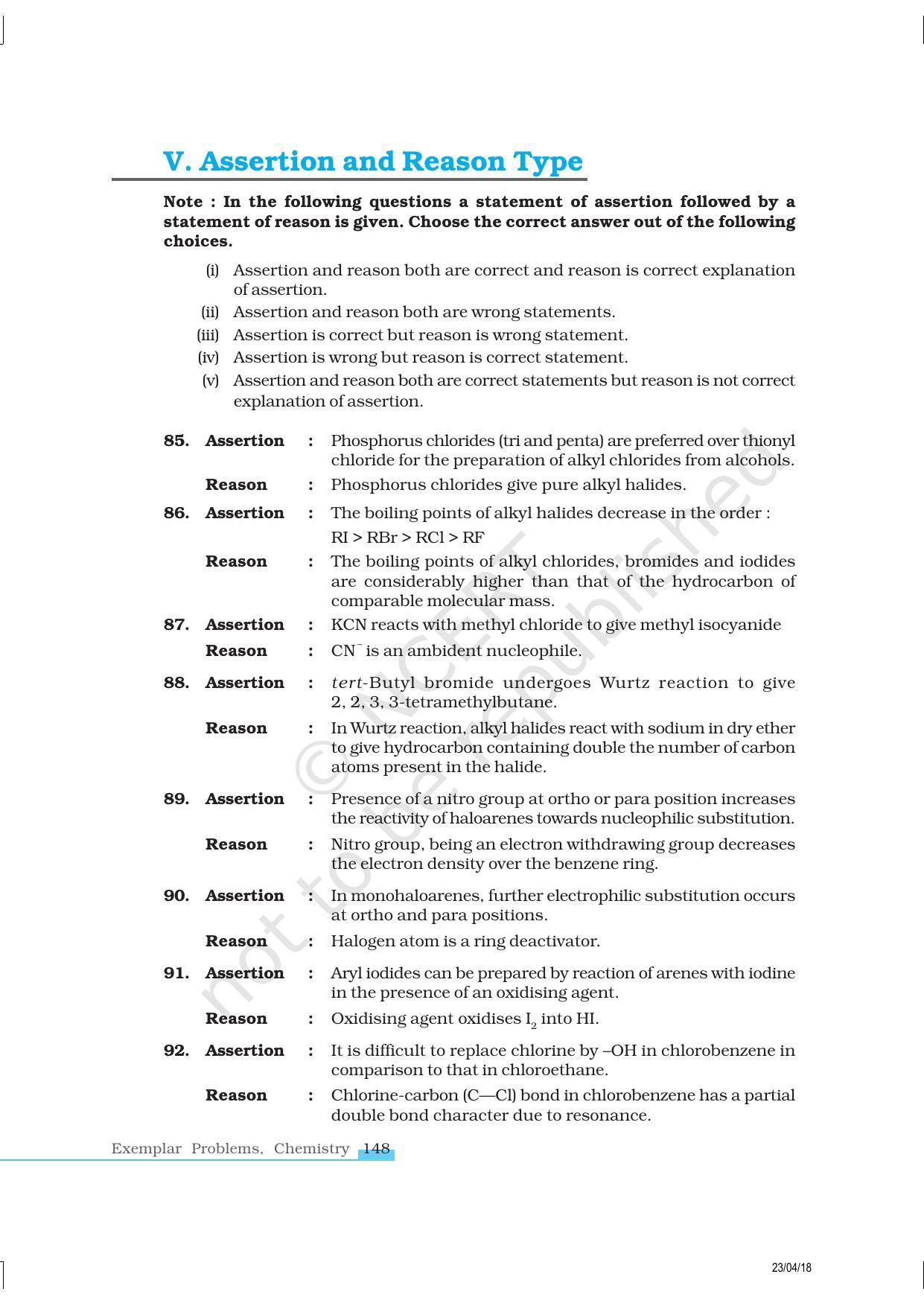 NCERT Exemplar Book for Class 12 Chemistry: Chapter 10 Haloalkanes and Haloarenes - Page 16