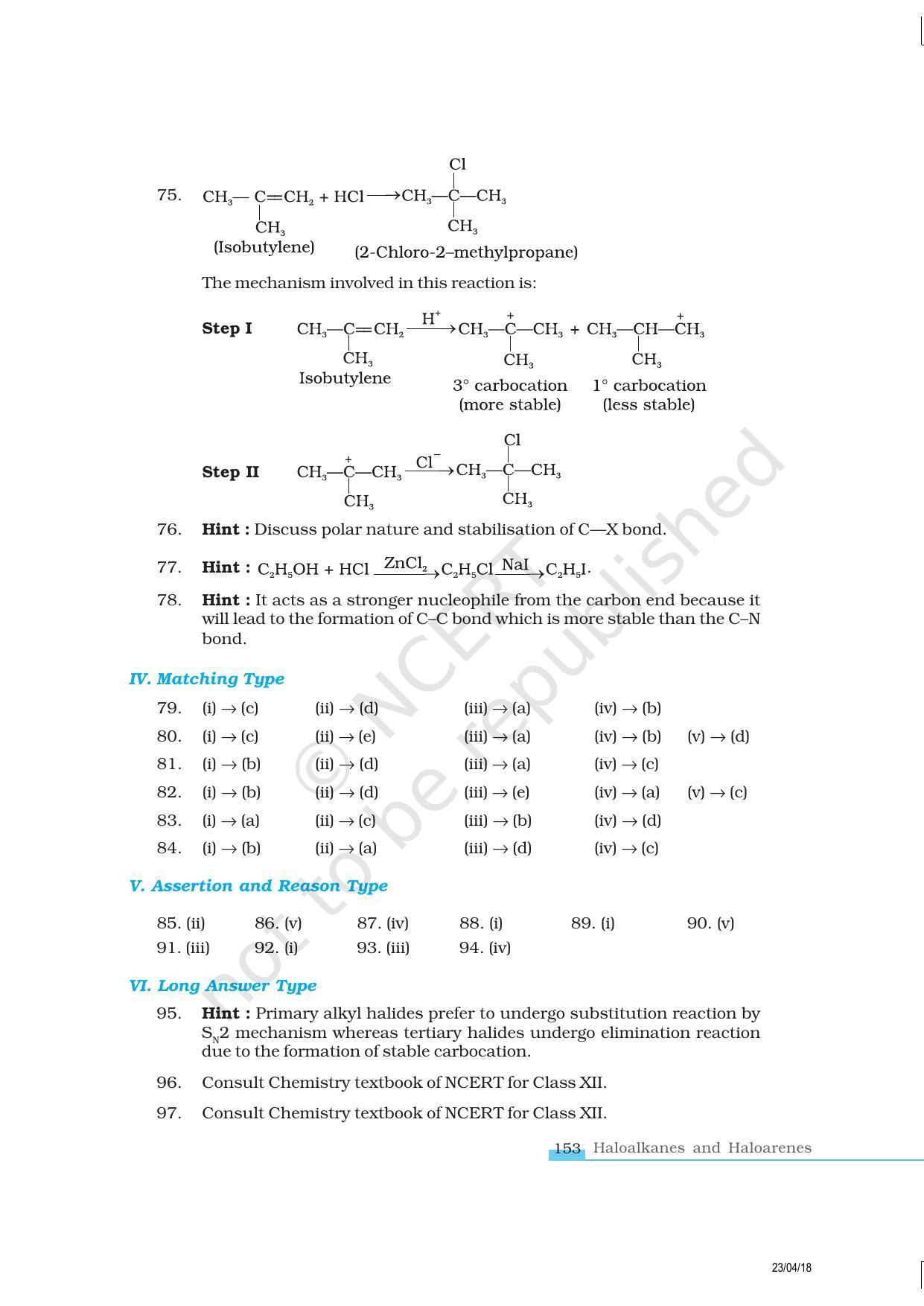 NCERT Exemplar Book for Class 12 Chemistry: Chapter 10 Haloalkanes and Haloarenes - Page 21
