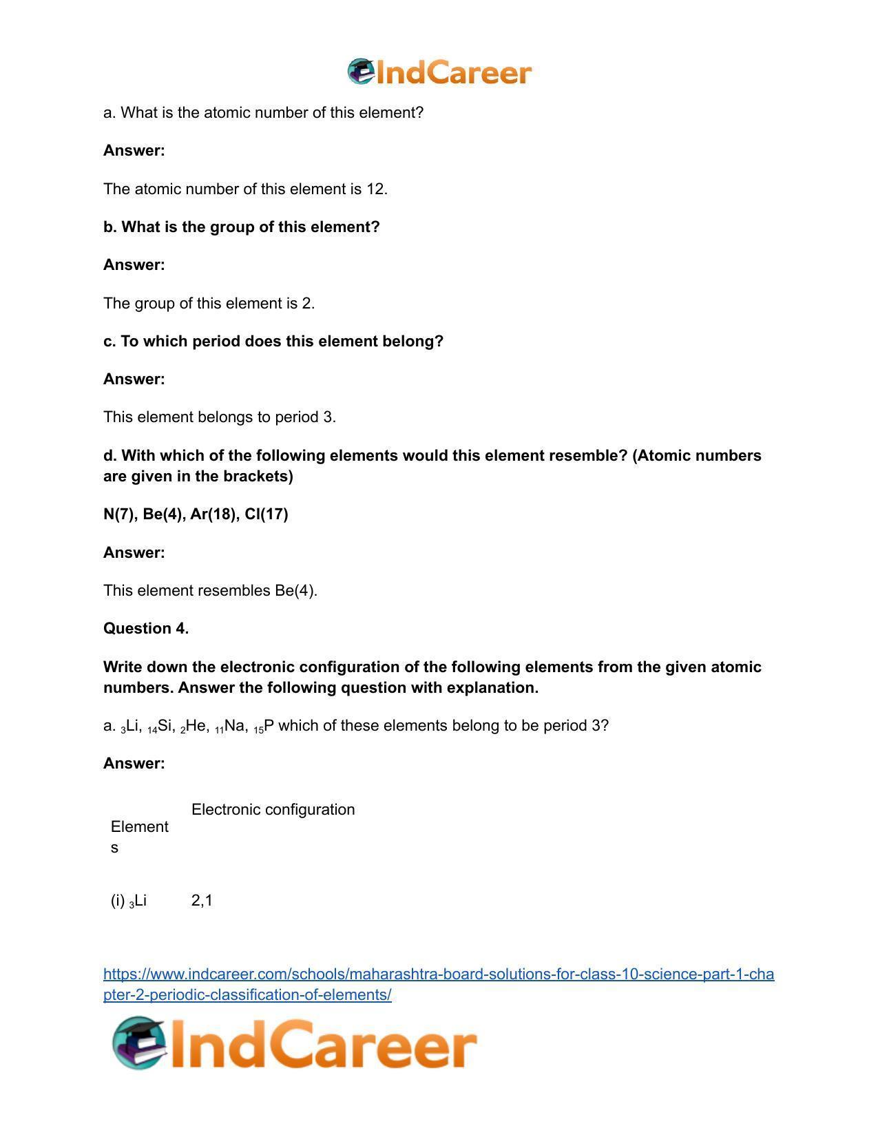 Maharashtra Board Solutions for Class 10- Science (Part 1): Chapter 2- Periodic Classification of Elements - Page 5