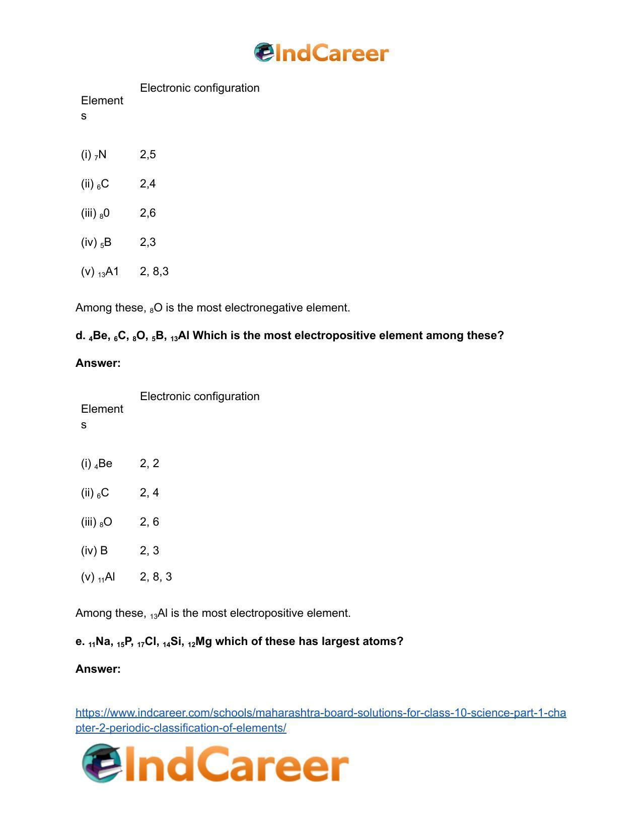 Maharashtra Board Solutions for Class 10- Science (Part 1): Chapter 2- Periodic Classification of Elements - Page 7