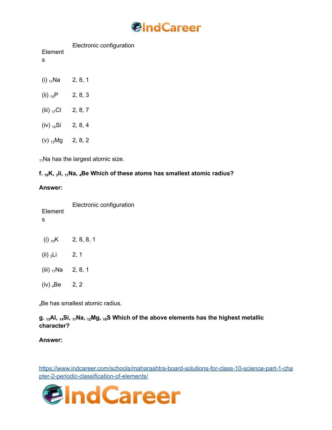 Maharashtra Board Solutions for Class 10- Science (Part 1): Chapter 2- Periodic Classification of Elements - Page 8