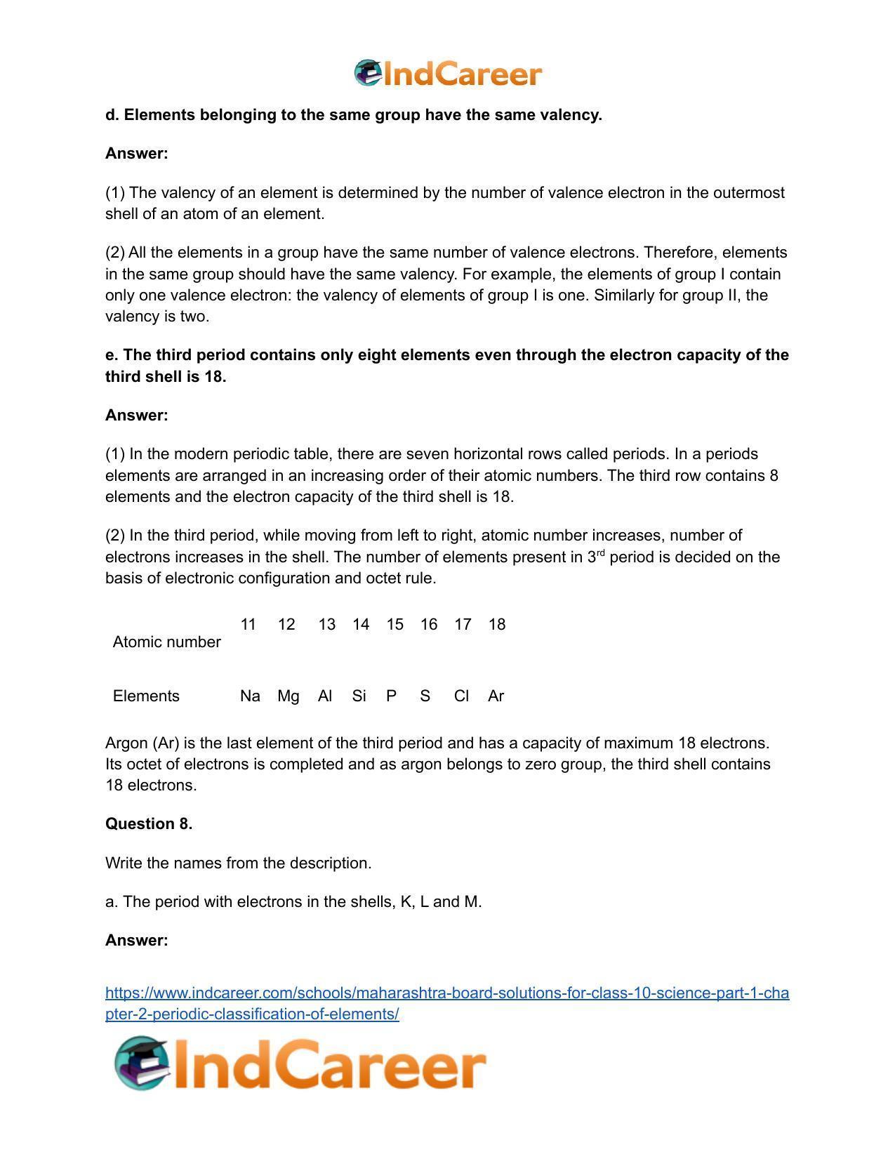 Maharashtra Board Solutions for Class 10- Science (Part 1): Chapter 2- Periodic Classification of Elements - Page 13