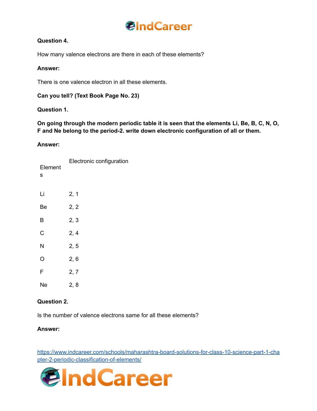 Maharashtra Board Solutions for Class 10- Science (Part 1): Chapter 2- Periodic Classification of Elements - Page 19