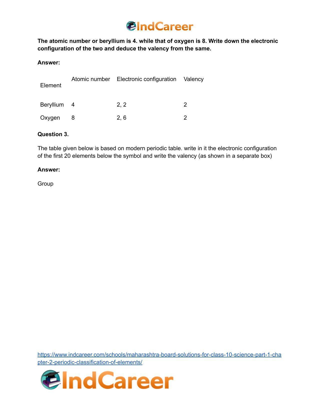 Maharashtra Board Solutions for Class 10- Science (Part 1): Chapter 2- Periodic Classification of Elements - Page 25