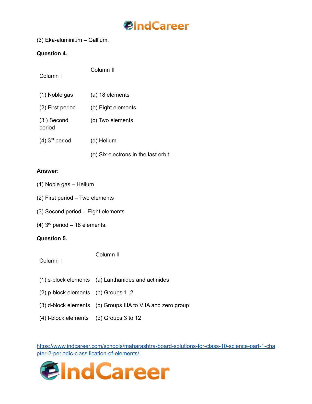 Maharashtra Board Solutions for Class 10- Science (Part 1): Chapter 2- Periodic Classification of Elements - Page 44