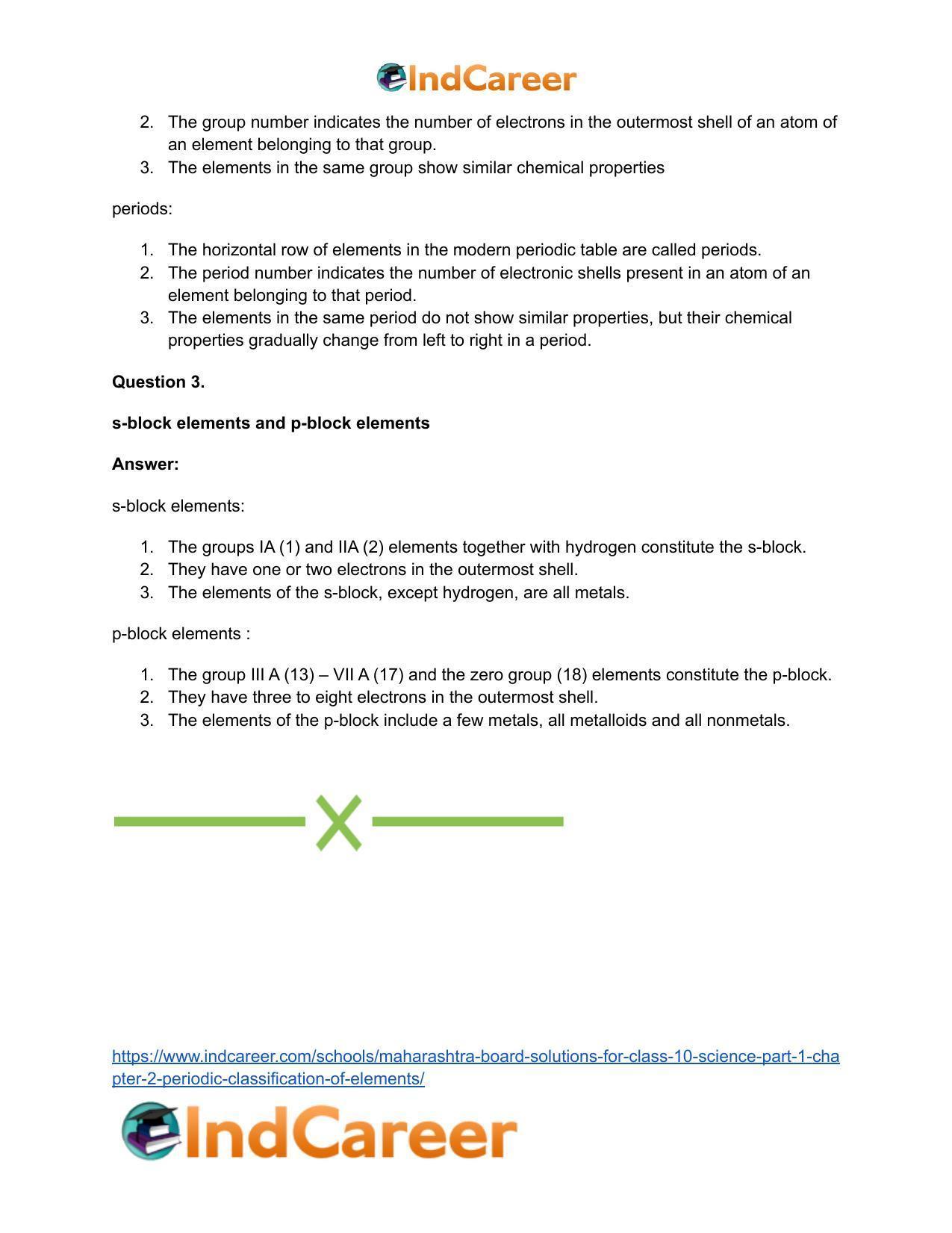 Maharashtra Board Solutions for Class 10- Science (Part 1): Chapter 2- Periodic Classification of Elements - Page 75