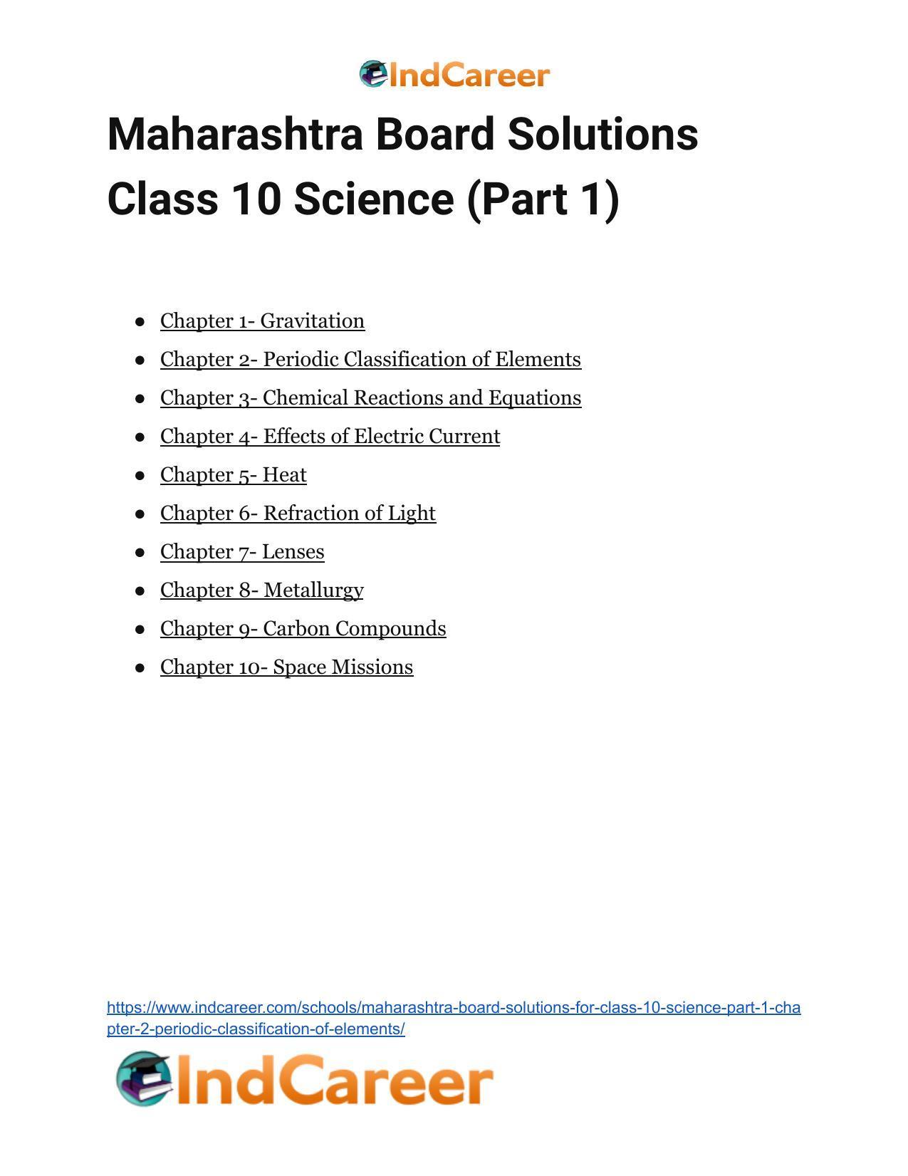 Maharashtra Board Solutions for Class 10- Science (Part 1): Chapter 2- Periodic Classification of Elements - Page 76