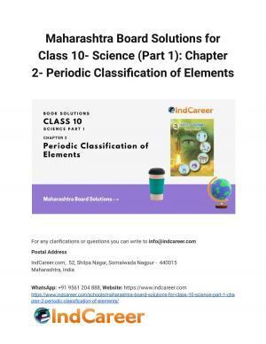 Maharashtra Board Solutions for Class 10- Science (Part 1): Chapter 2- Periodic Classification of Elements