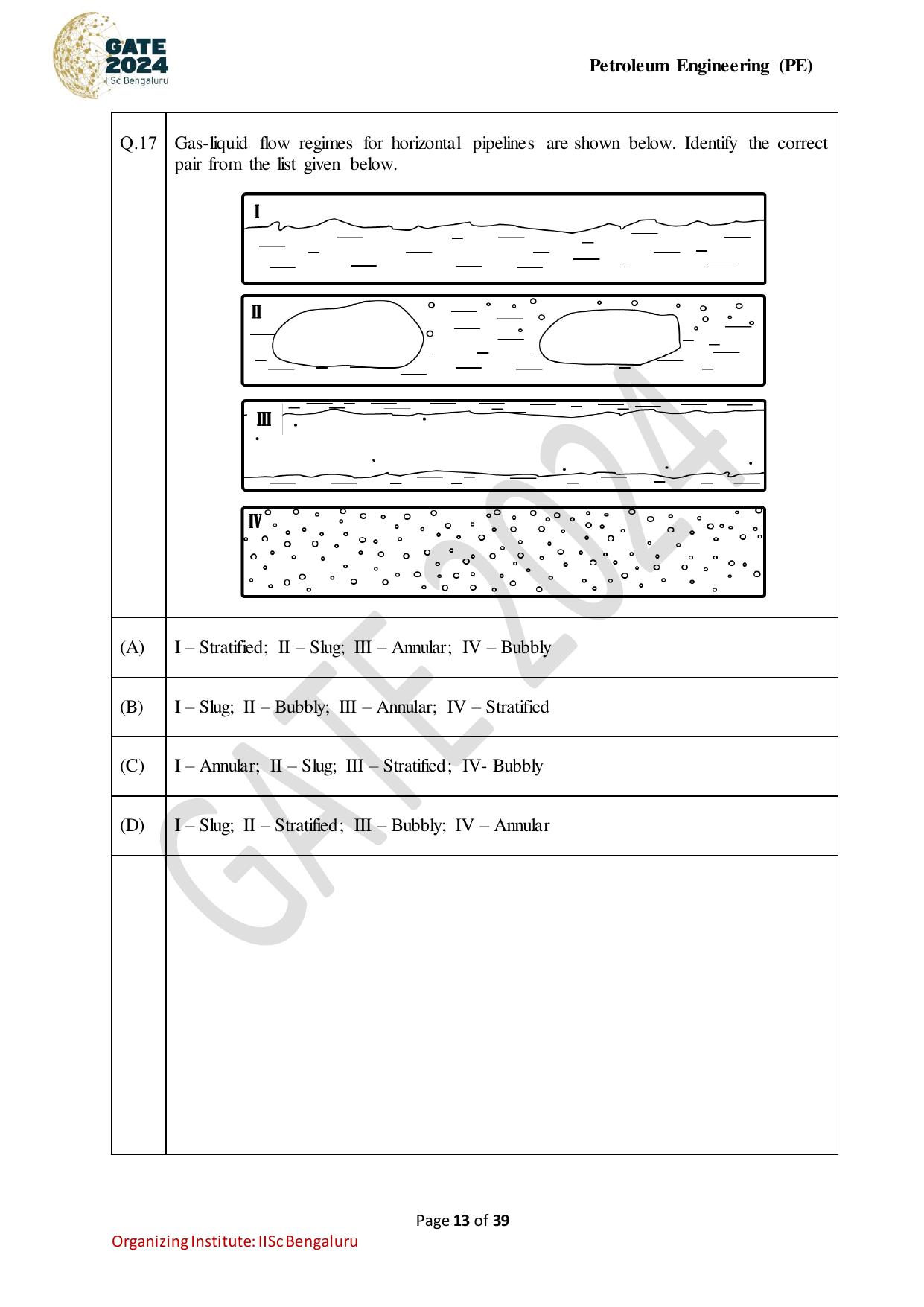 GATE 2024 Petroleum Engineering (PE) Question Paper - Page 13