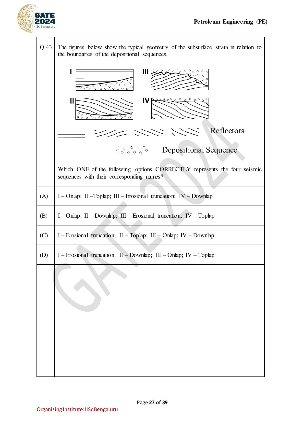 GATE 2024 Petroleum Engineering (PE) Question Paper - Page 27