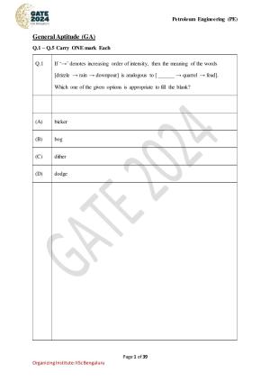 GATE 2024 Petroleum Engineering (PE) Question Paper
