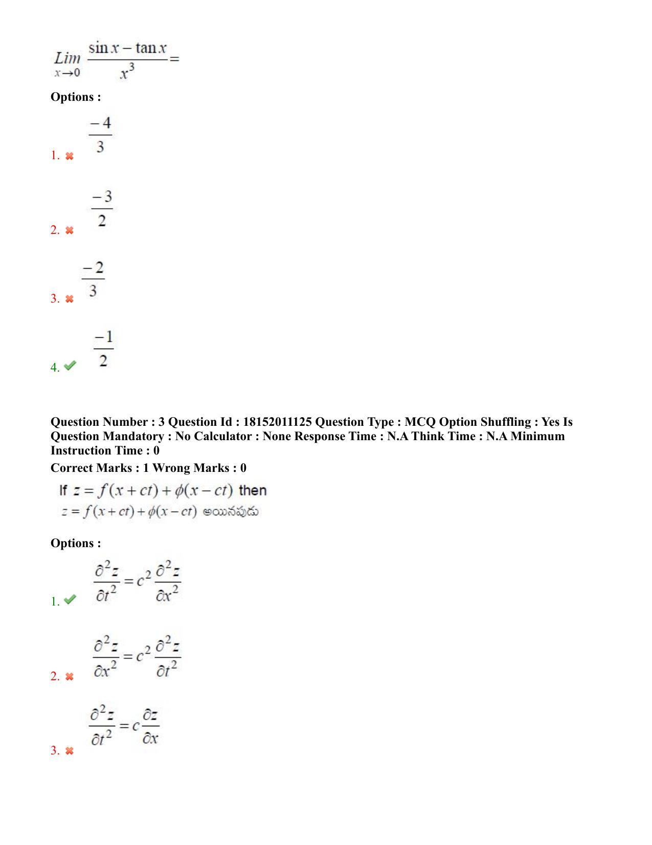 TS CPGET 2023 M Sc Mathematics (Shift 3) Question Paper with Answer Key - Page 3