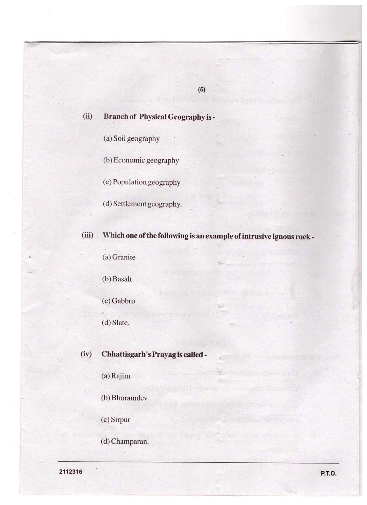 CGSOS Class 12 Geography Question Paper - Page 5
