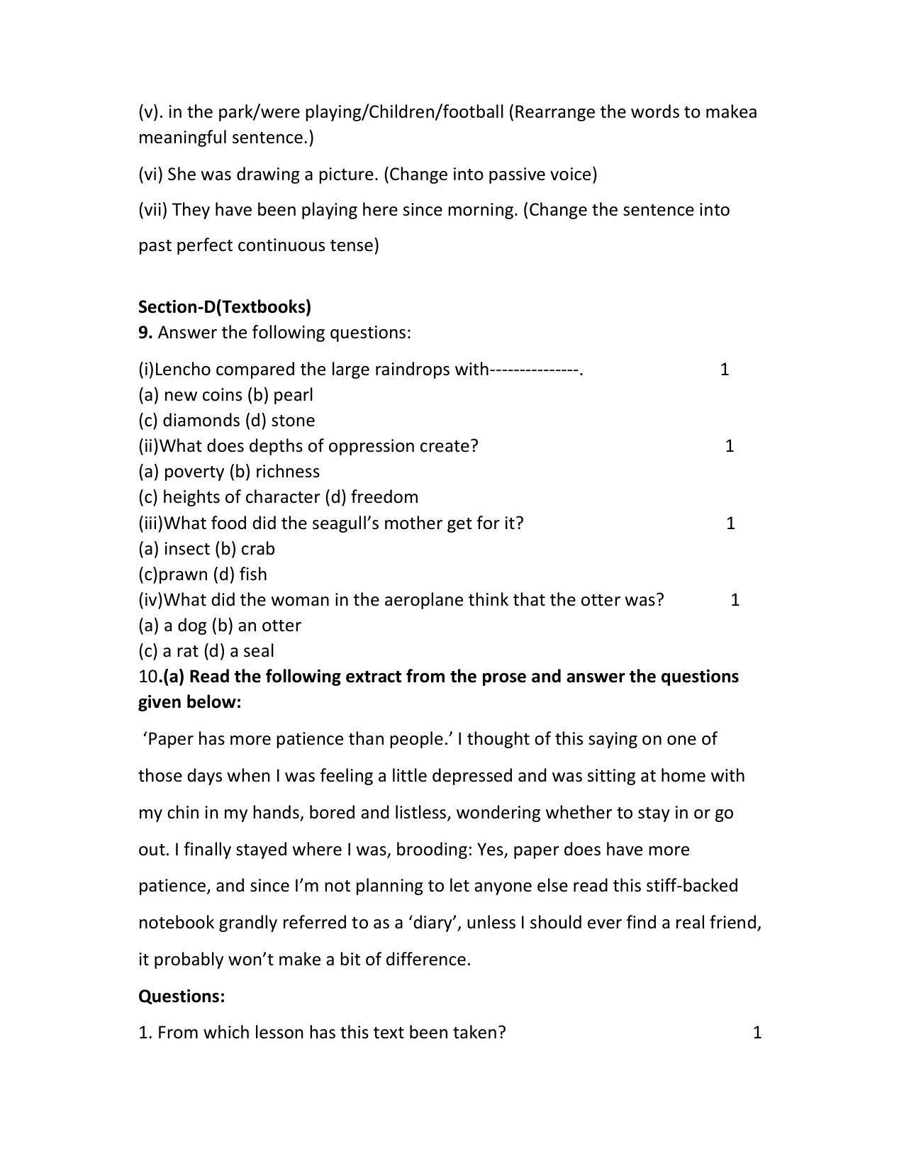 MP Board Class 10 English Sample Paper 2023 - Page 6