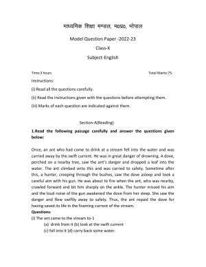 MP Board Class 10 English Sample Paper 2023