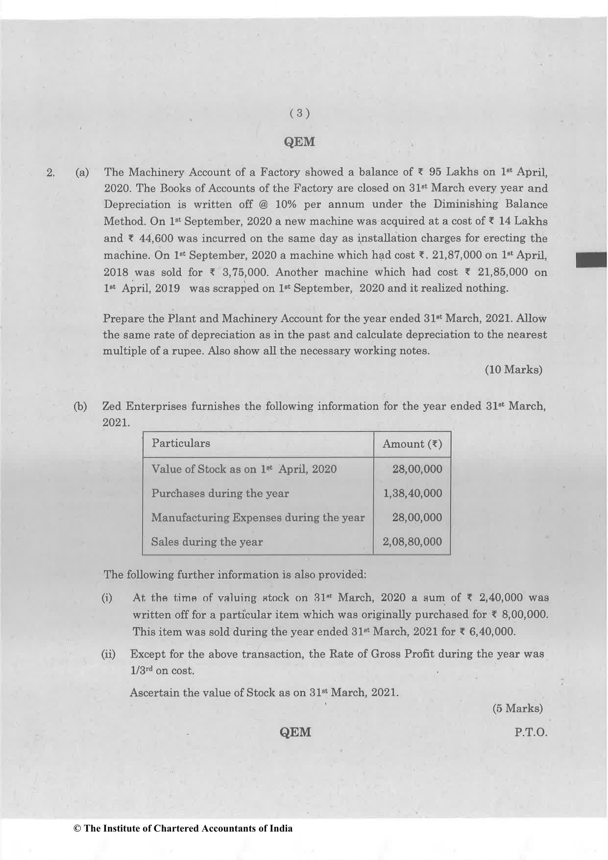 CA Foundation May 2022 Question Paper - Paper 1 (Principles and Practice of Accounting) - Page 3