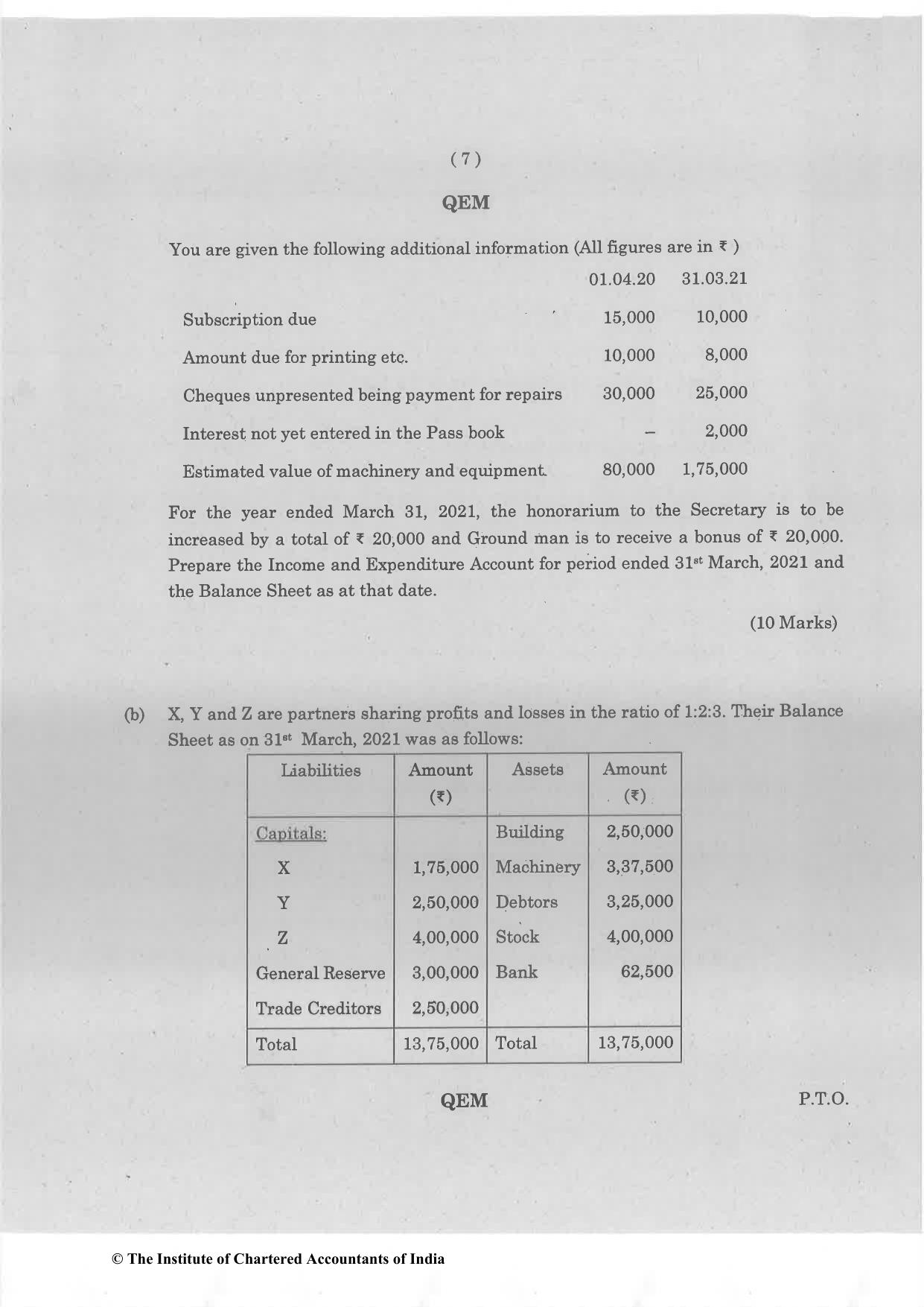 CA Foundation May 2022 Question Paper - Paper 1 (Principles and Practice of Accounting) - Page 7