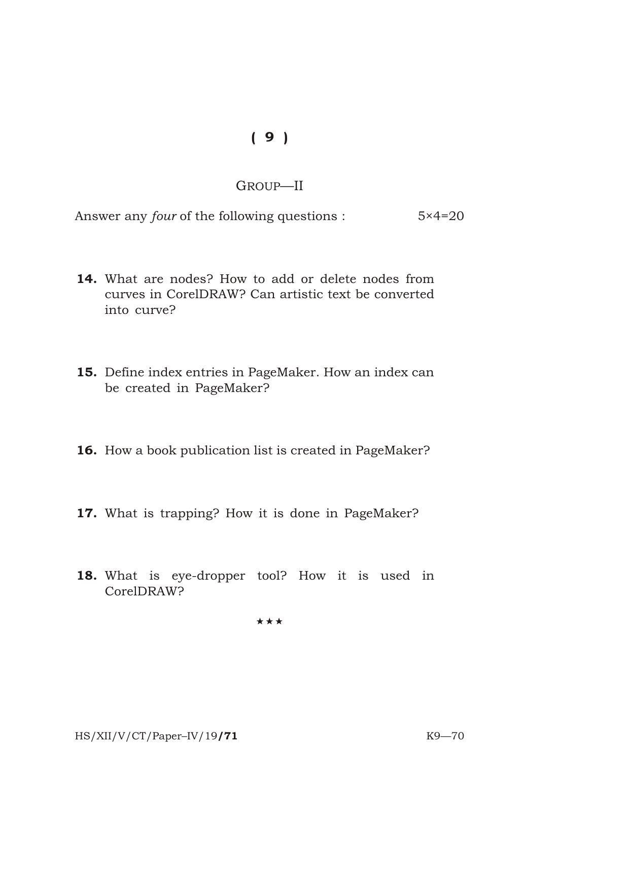 Meghalaya Board (MBOSE) Class 10 COMPUTER TECHNIQUE ( Vocational Stream ) Paper : IV [ Desktop Publishing (DTP) ] 2019 Question Paper - Page 9