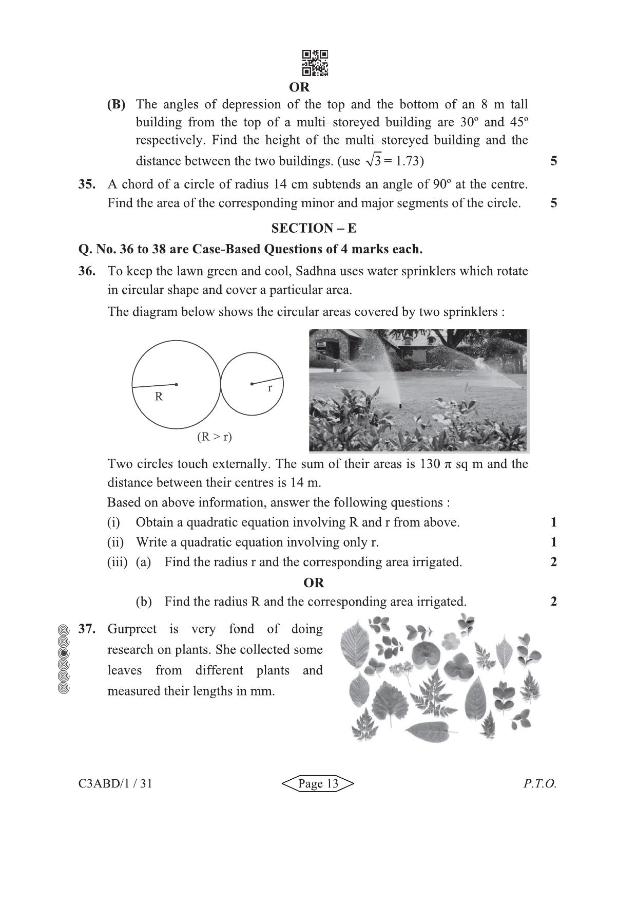 CBSE Class 10 430-1-1 Mathematics Basic 2024 Question Paper - Page 13