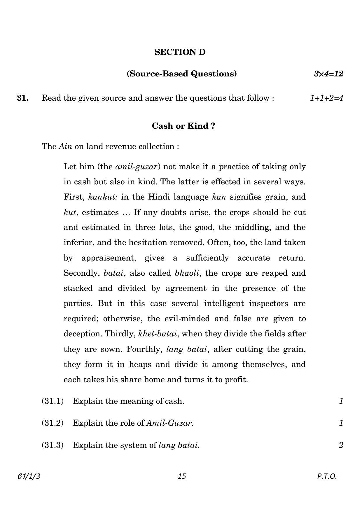 CBSE Class 12 61-1-3 History 2023 Question Paper - Page 15