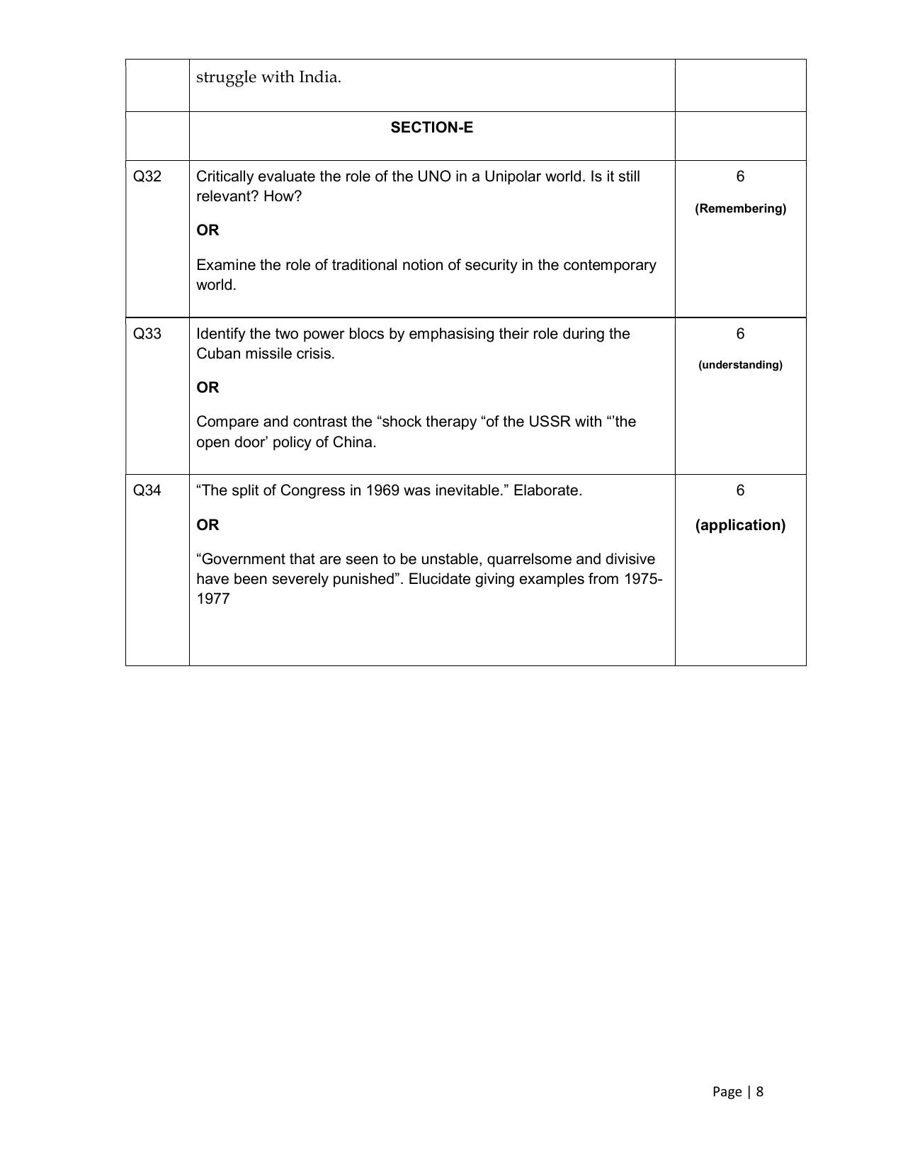 CBSE Class 12 Pol. Science -Sample Paper 2019-20 - Page 8