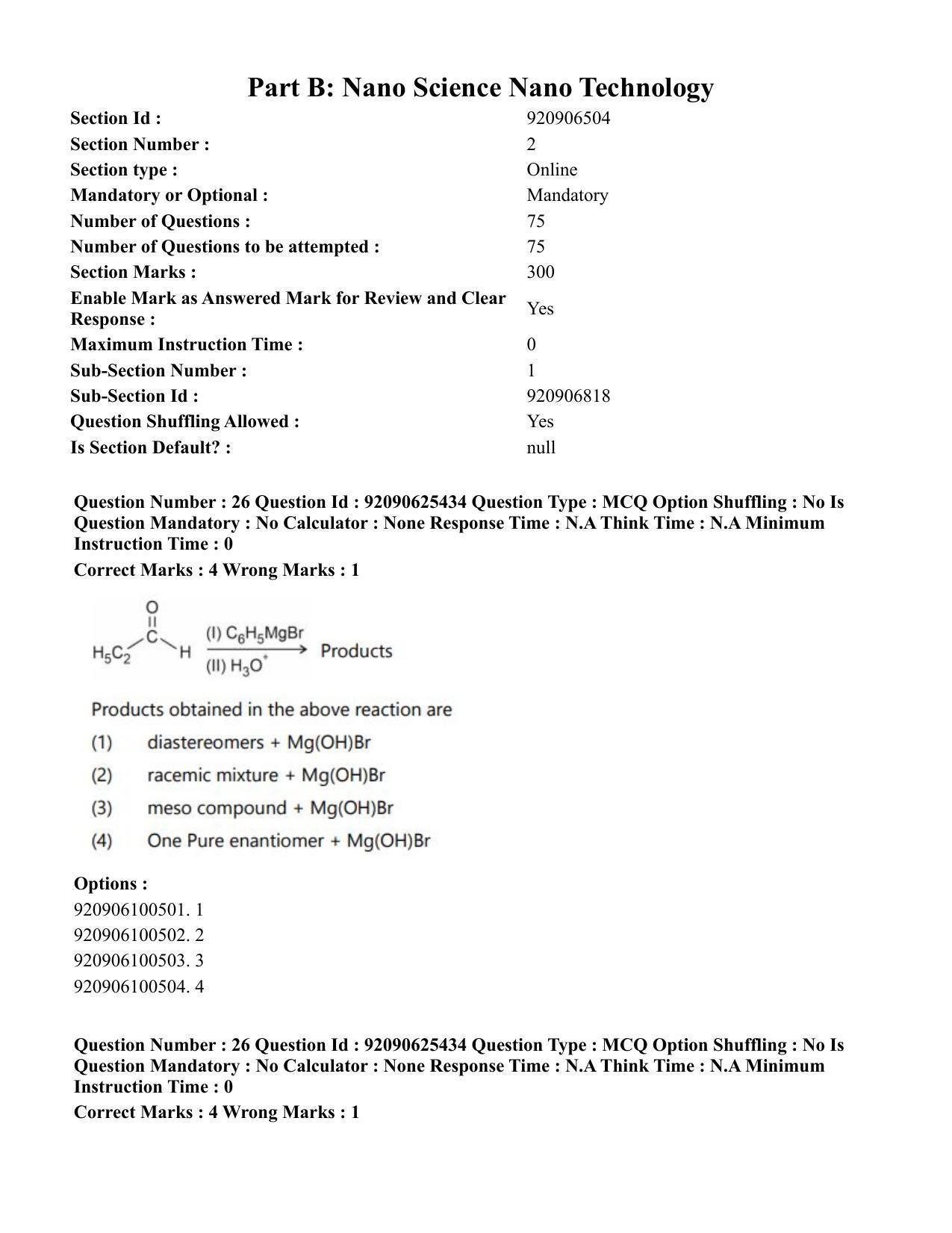 CUET PG 2023: MTQP08 – Nano Science/Nano Technology (Eng) - Shift 1 (26-06-2023) Question Paper - Page 28