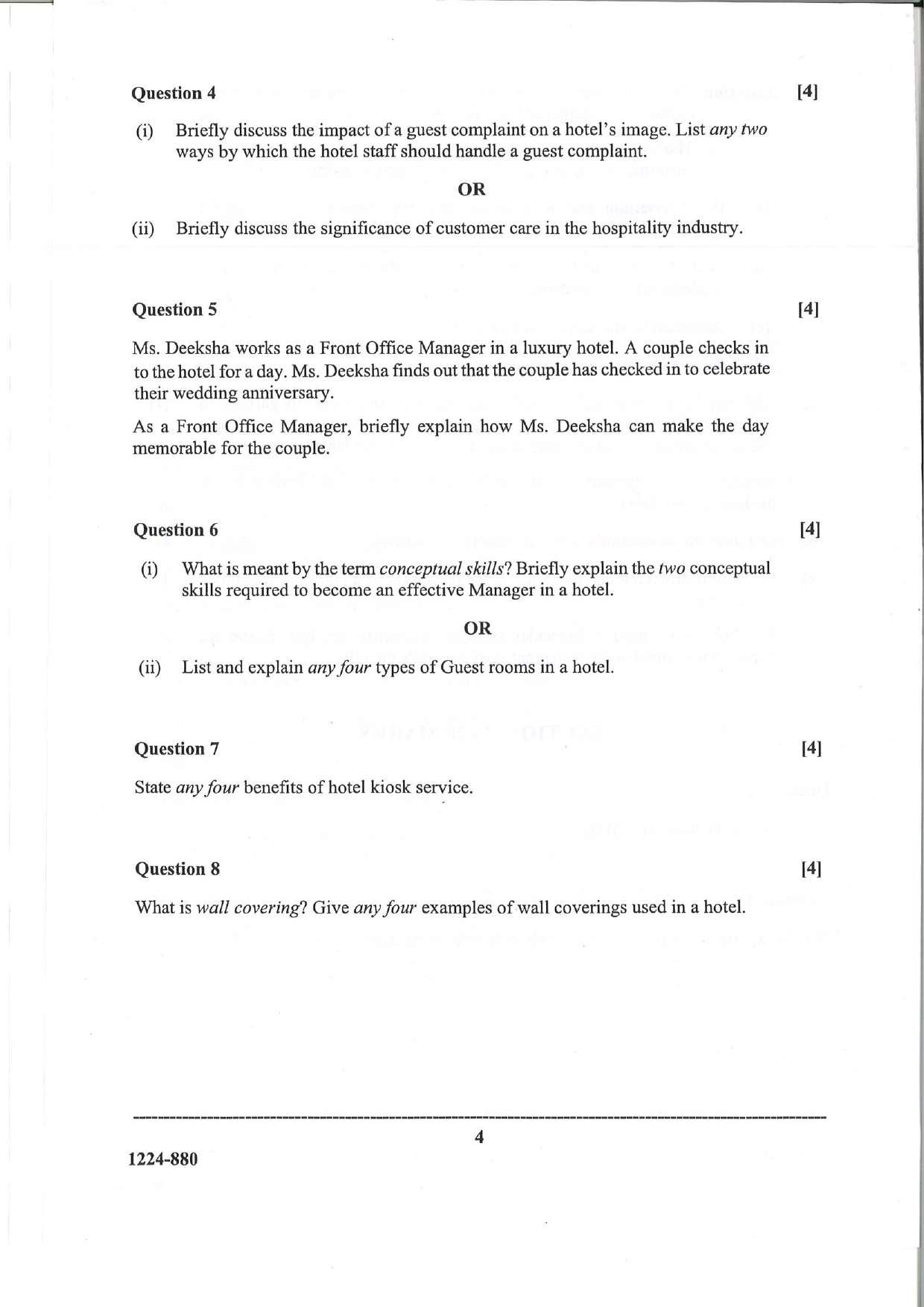 ISC Class 12 Hospitality Management 2024 Question Paper - Page 4