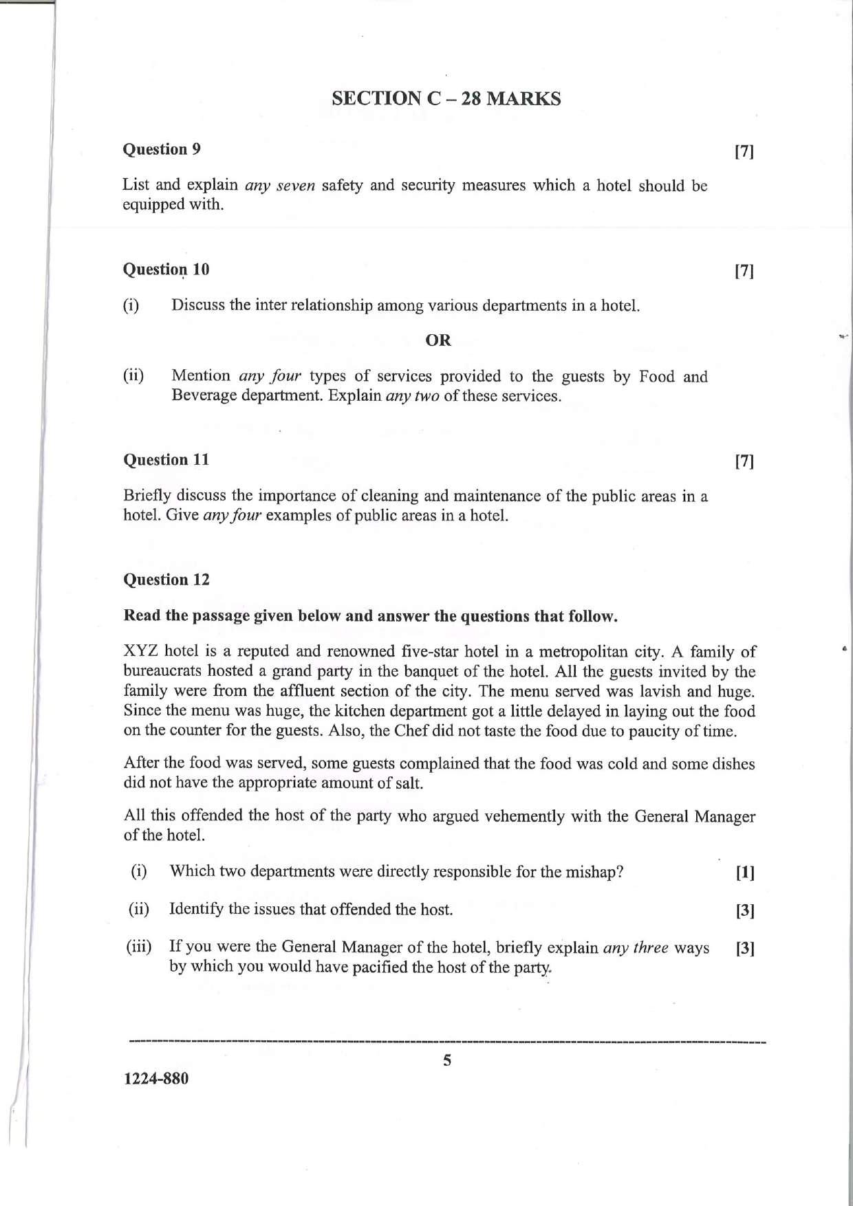 ISC Class 12 Hospitality Management 2024 Question Paper - Page 5