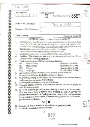 JKSSEE 2018 Class 6 Question Paper