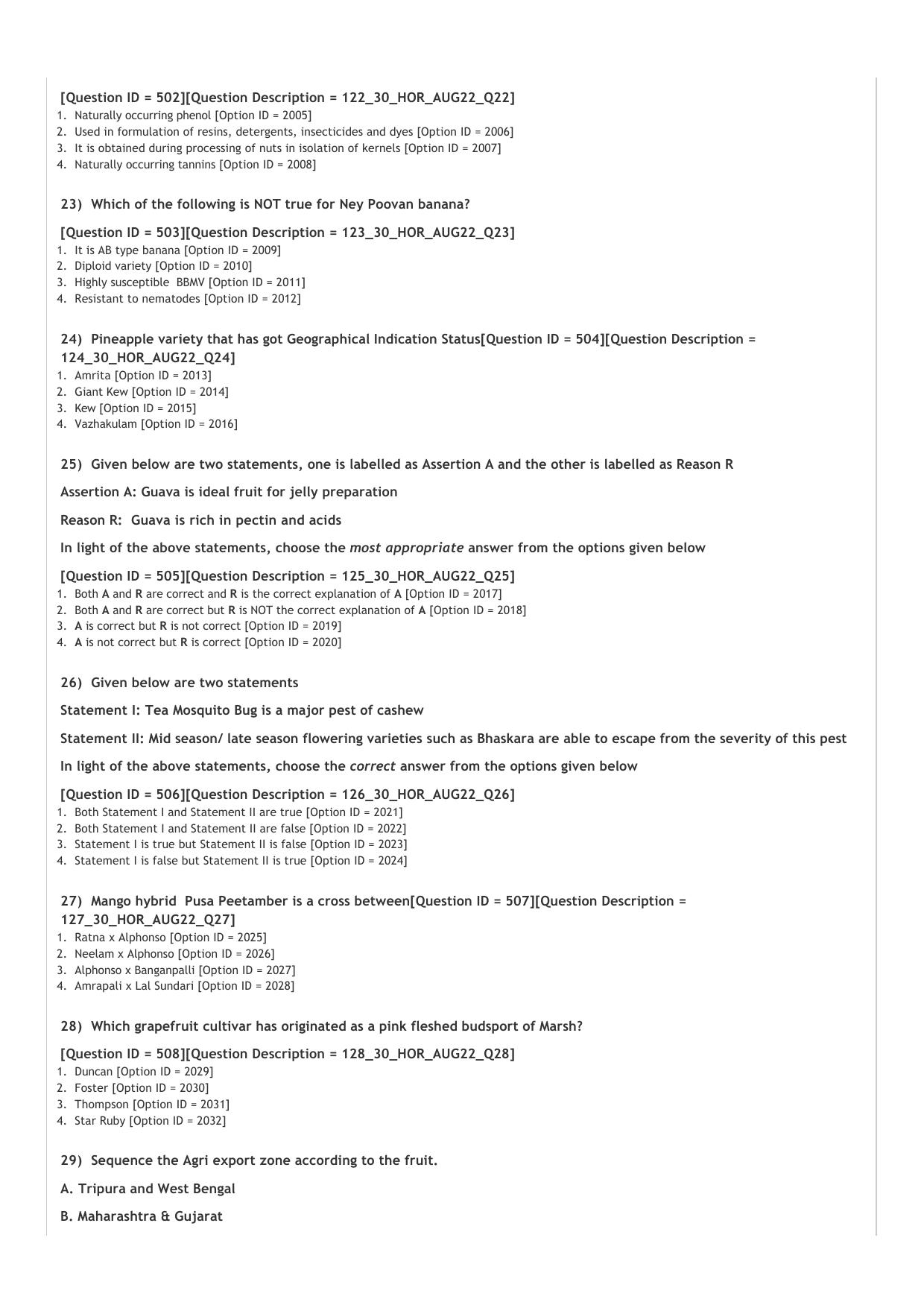 ICAR AIEEA PG 2022 HORTICULTURE Question Paper - Page 4