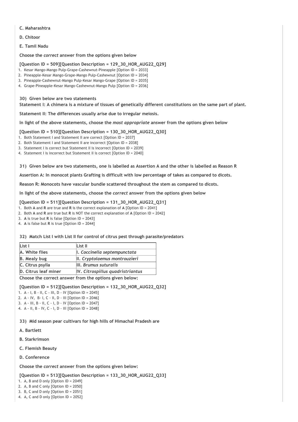 ICAR AIEEA PG 2022 HORTICULTURE Question Paper - Page 5