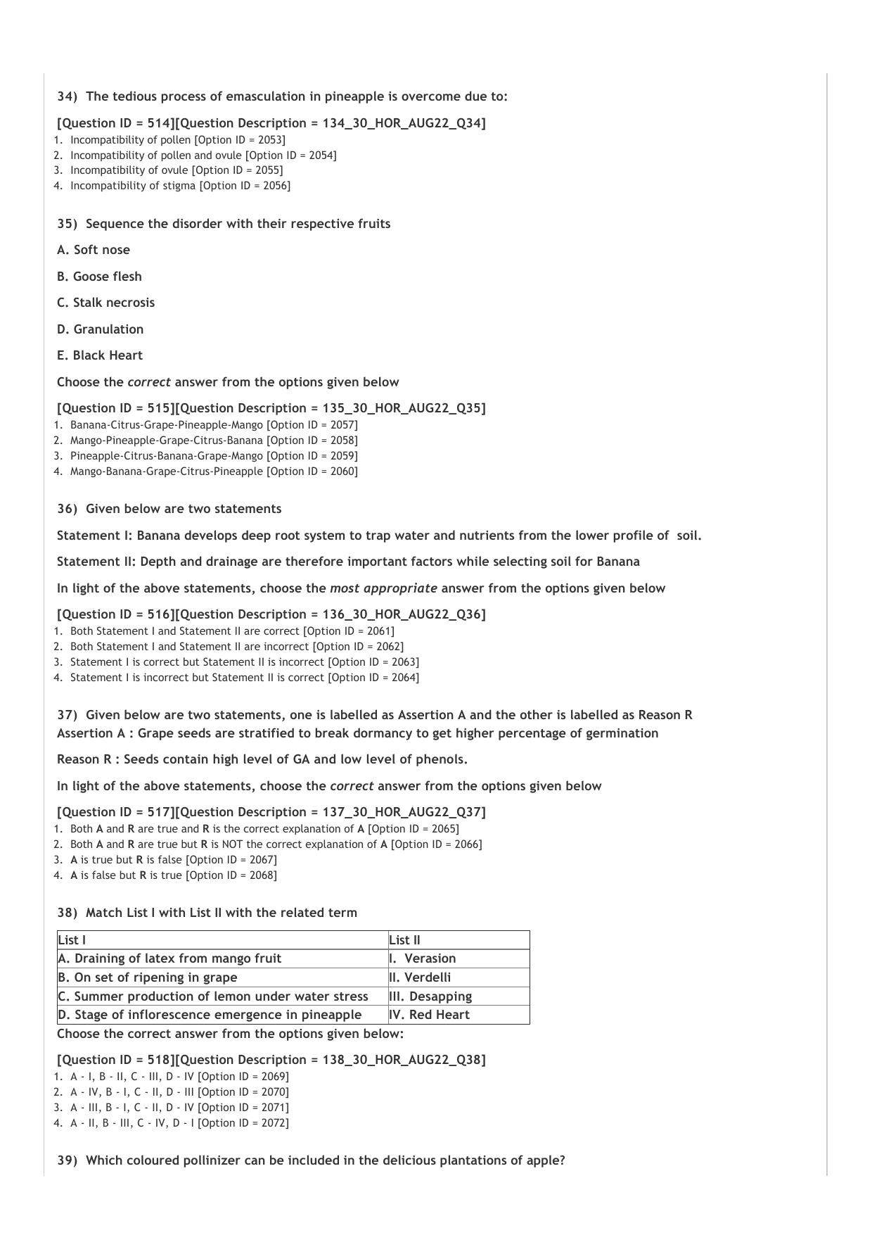 ICAR AIEEA PG 2022 HORTICULTURE Question Paper - Page 6