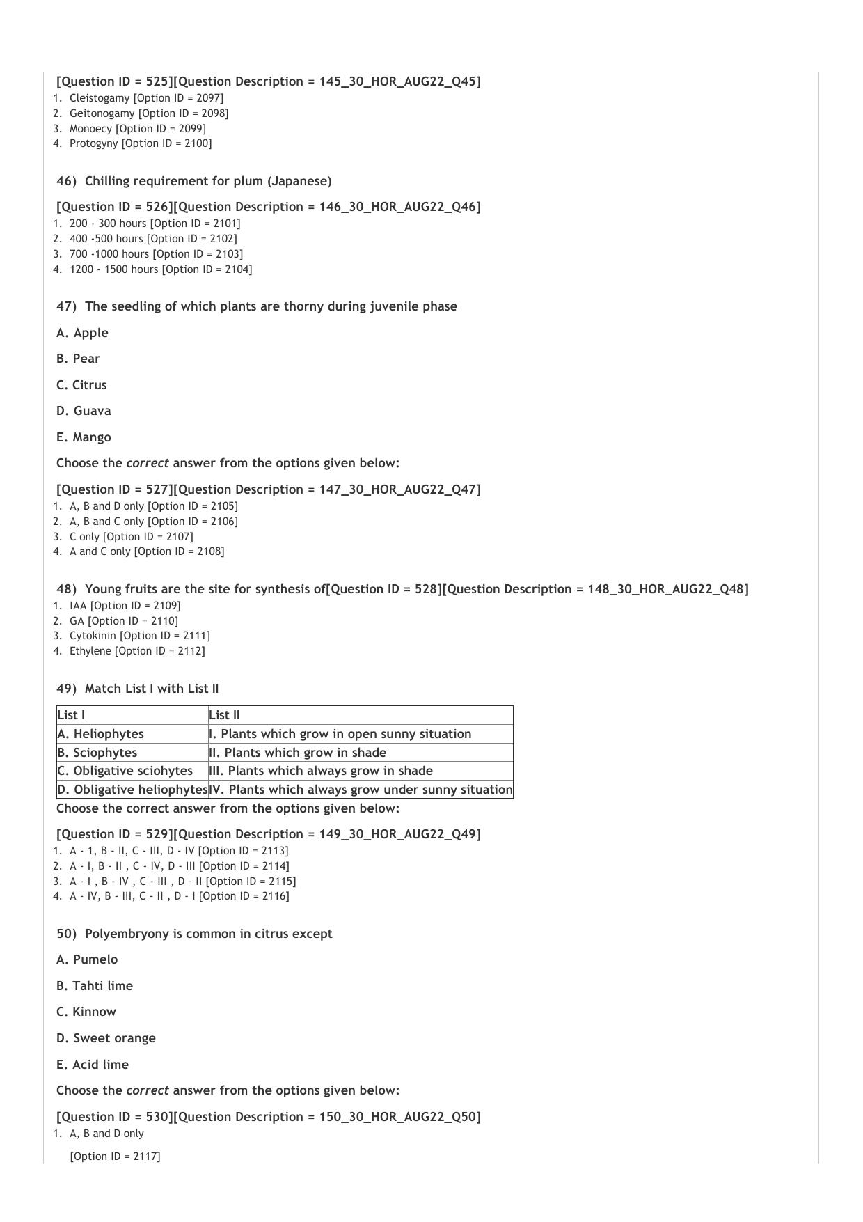 ICAR AIEEA PG 2022 HORTICULTURE Question Paper - Page 8