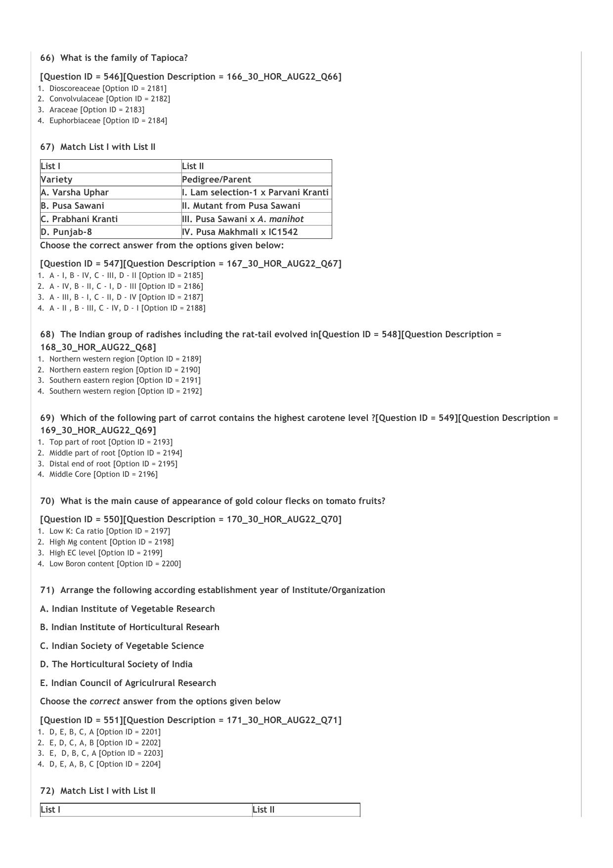 ICAR AIEEA PG 2022 HORTICULTURE Question Paper - Page 12