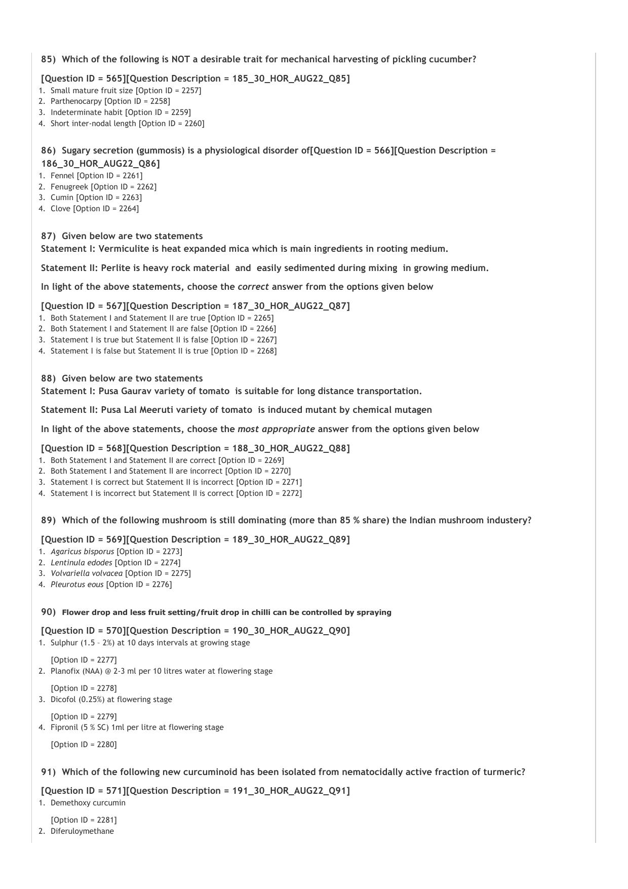 ICAR AIEEA PG 2022 HORTICULTURE Question Paper - Page 15