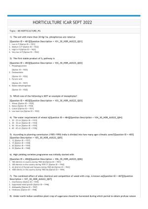ICAR AIEEA PG 2022 HORTICULTURE Question Paper