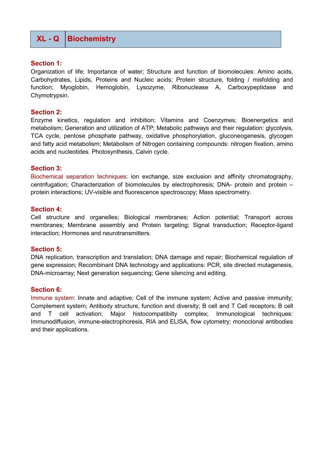 GATE Life Sciences Syllabus - Page 3