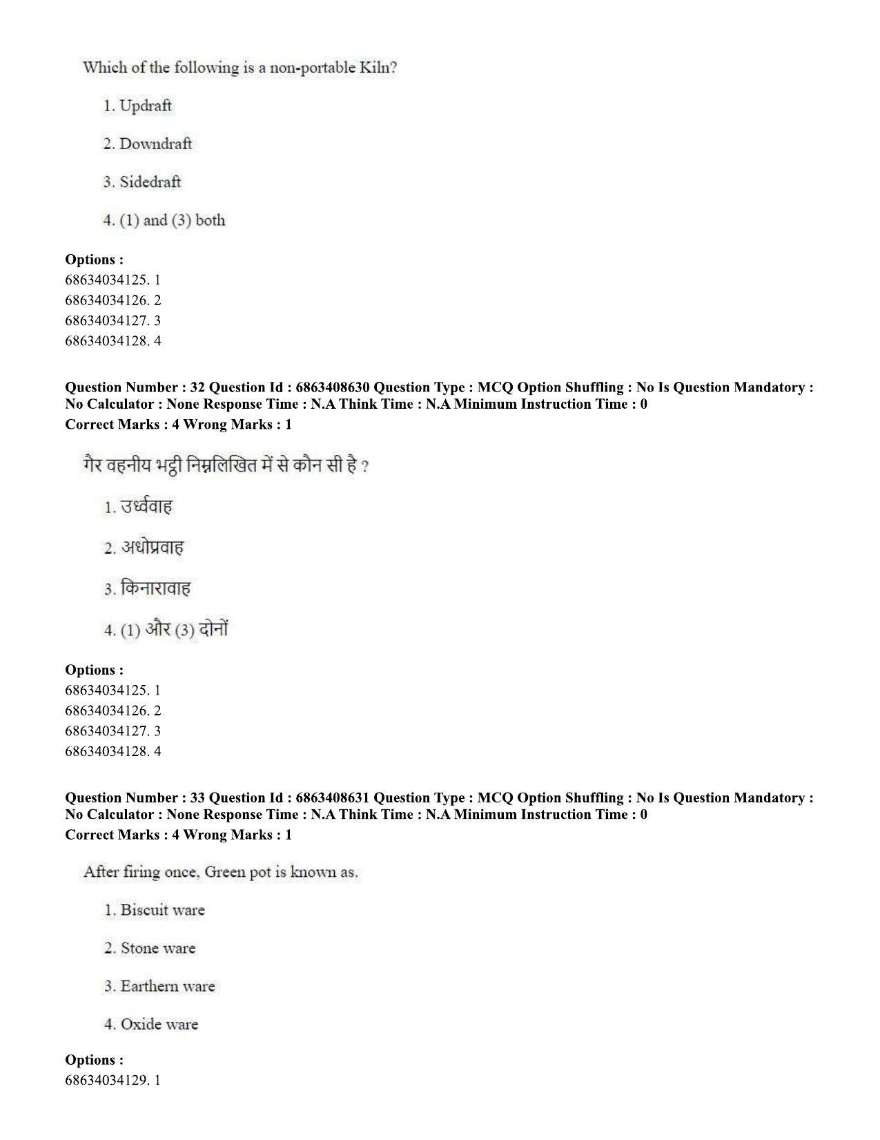 CUET PG 2023: HUQP19 – Pottery & Ceramics (Hindi)-shift 2 (07-06-2023) Question Paper - Page 31