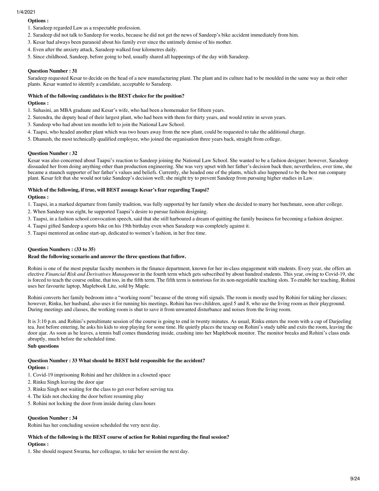 XAT 2021 Question Paper - Page 9