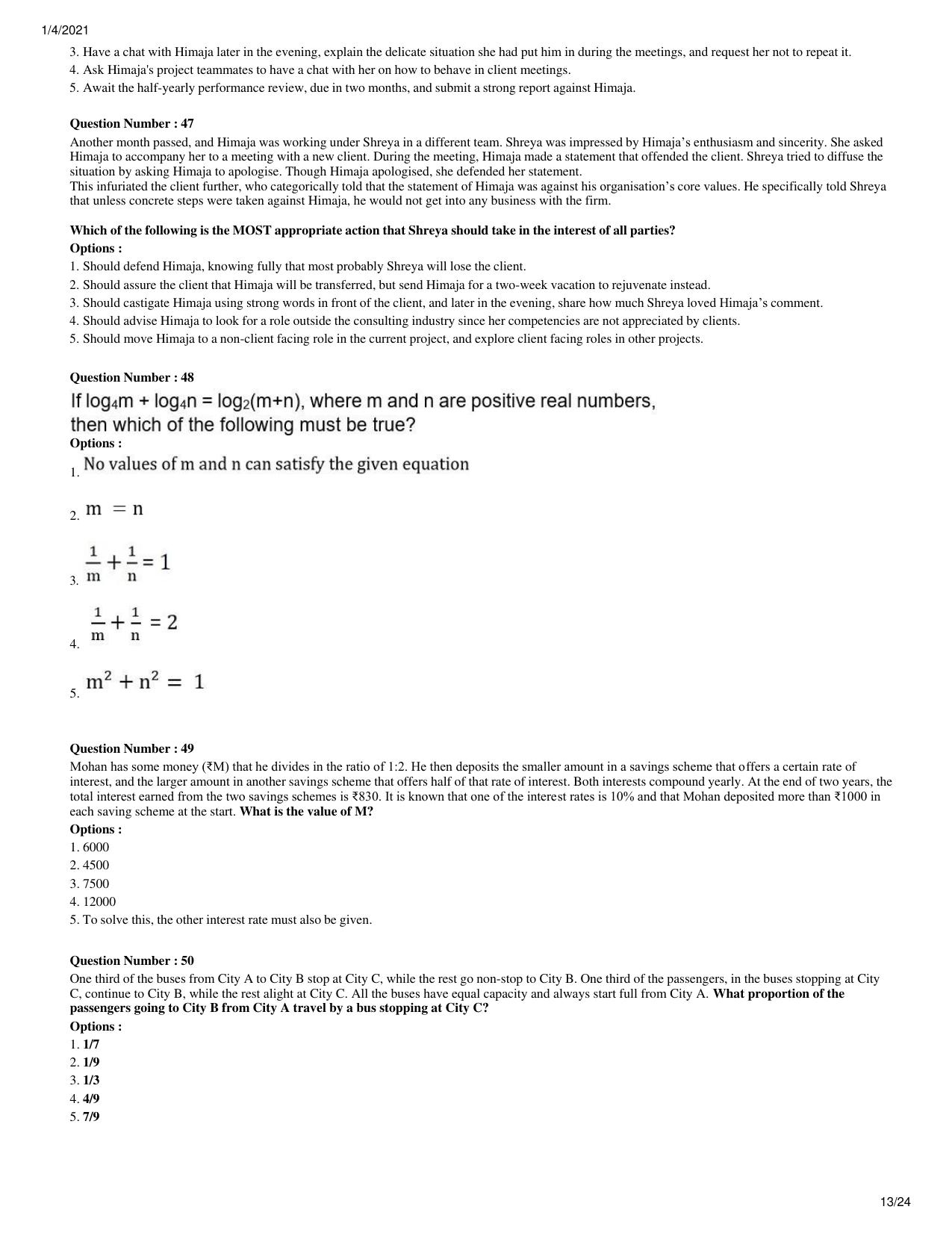 XAT 2021 Question Paper - Page 13