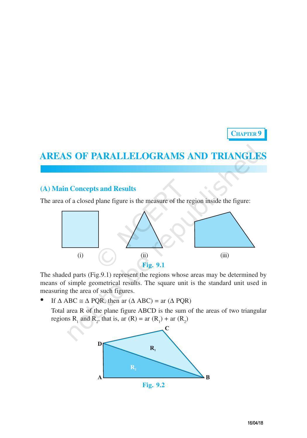 NCERT Exemplar Book for Class 9 Maths: Chapter 9 Areas of Parallelograms and Triangles - Page 1