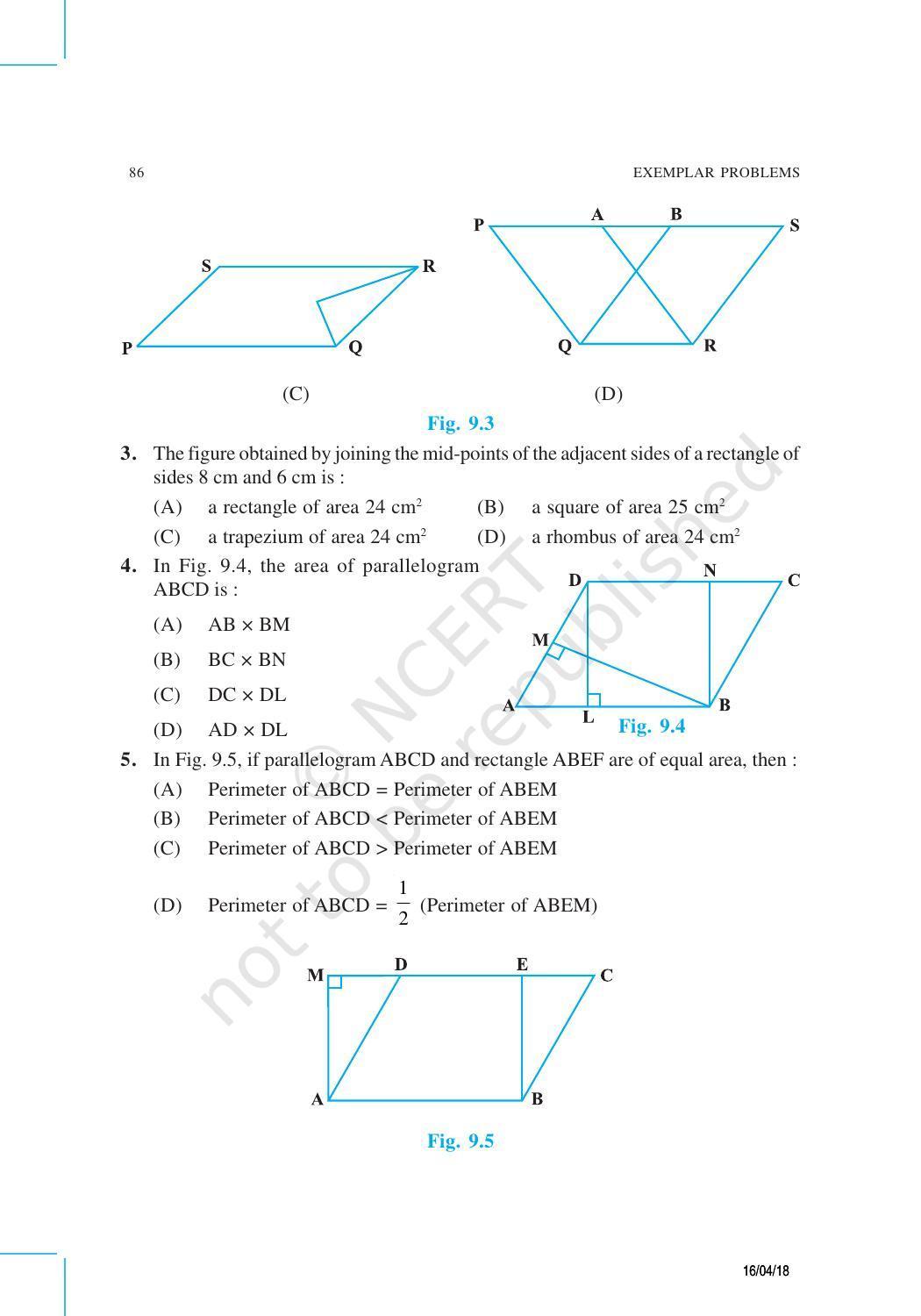 NCERT Exemplar Book for Class 9 Maths: Chapter 9 Areas of Parallelograms and Triangles - Page 3