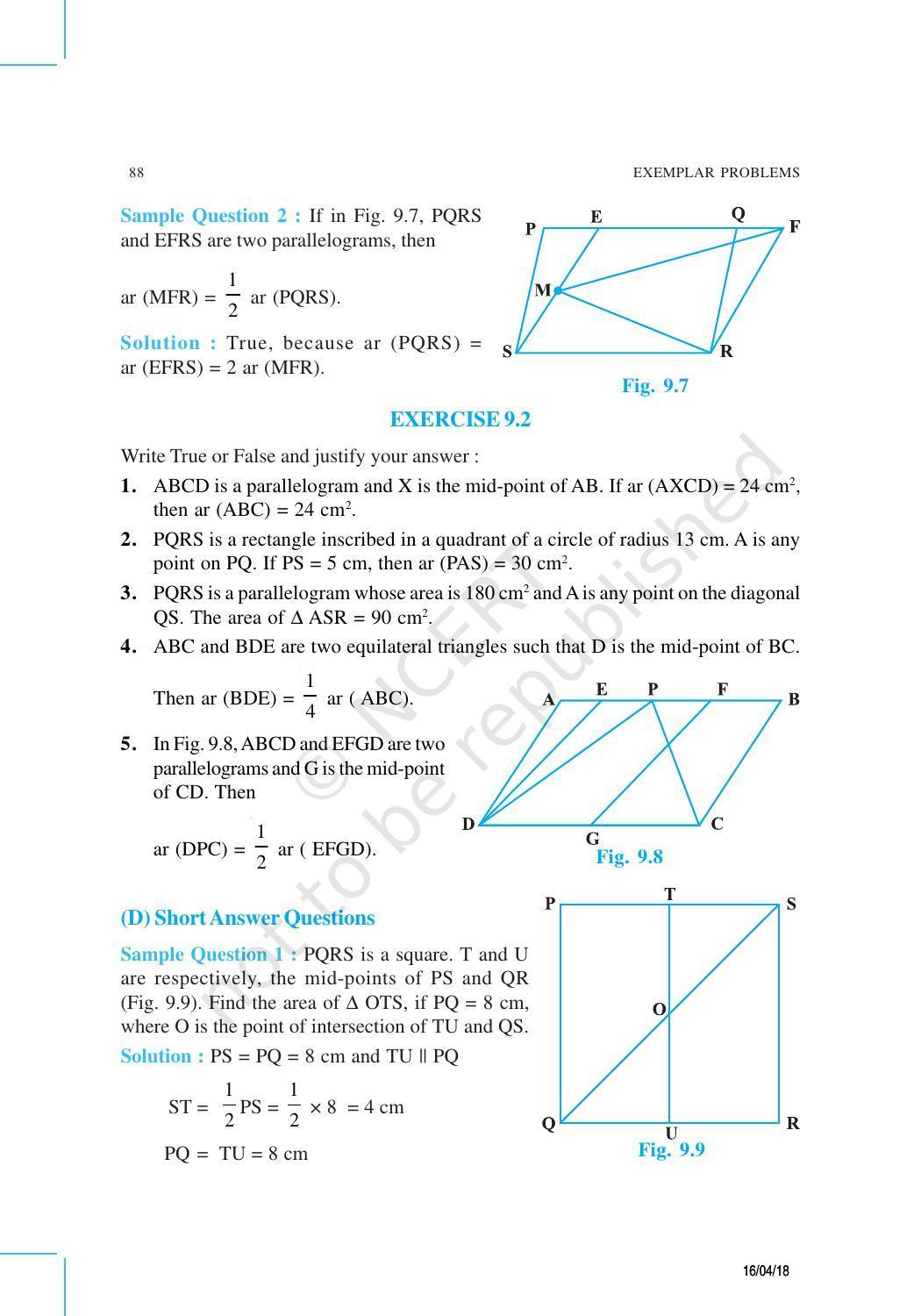 NCERT Exemplar Book for Class 9 Maths: Chapter 9 Areas of Parallelograms and Triangles - Page 5