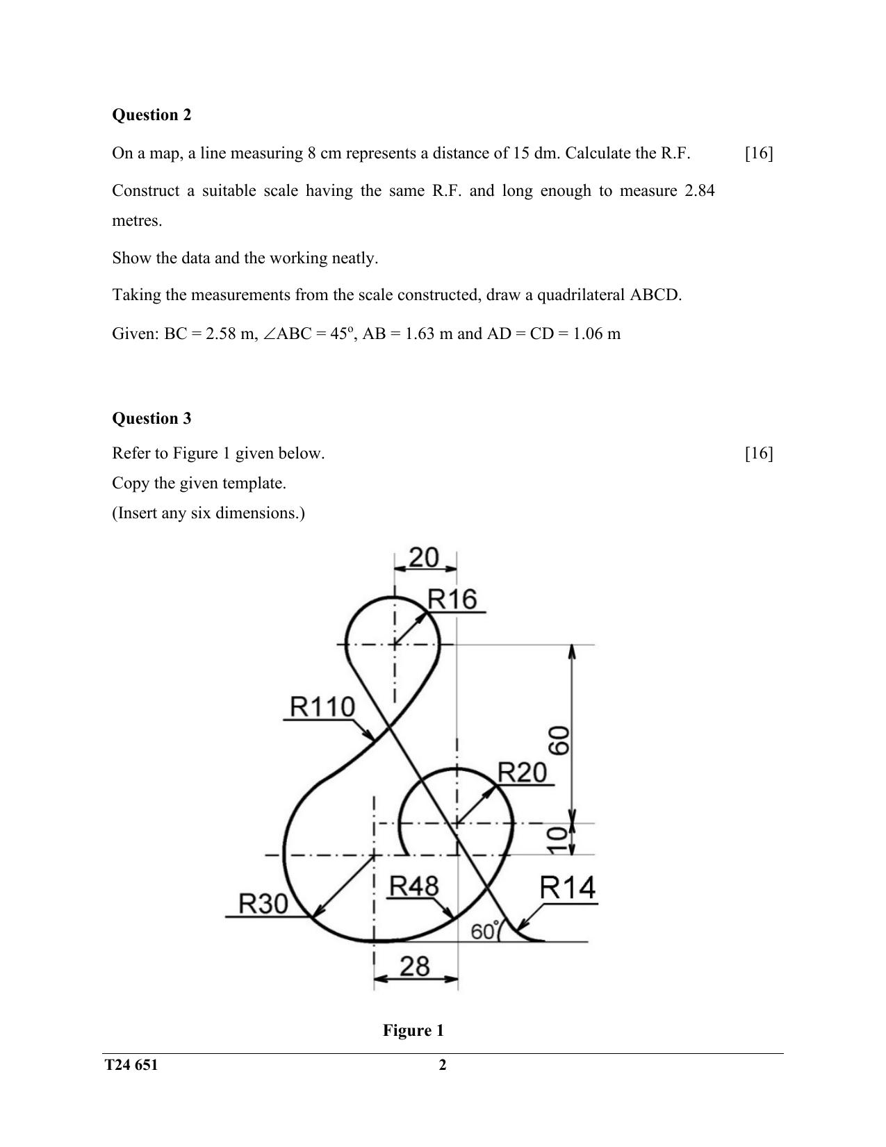 ICSE Class 10 Technical Drawing Applications 2024 Question Paper - Page 2