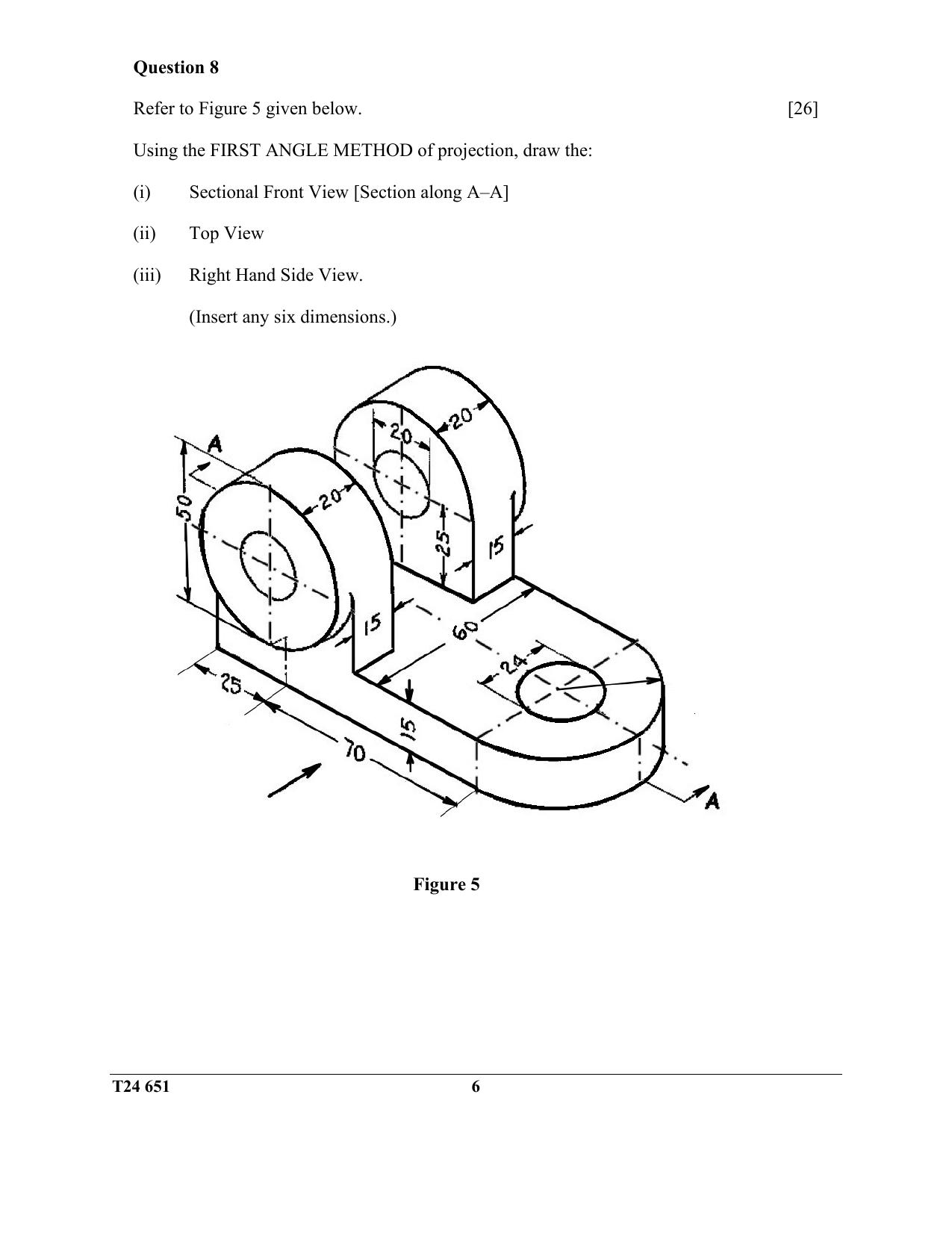 ICSE Class 10 Technical Drawing Applications 2024 Question Paper - Page 6