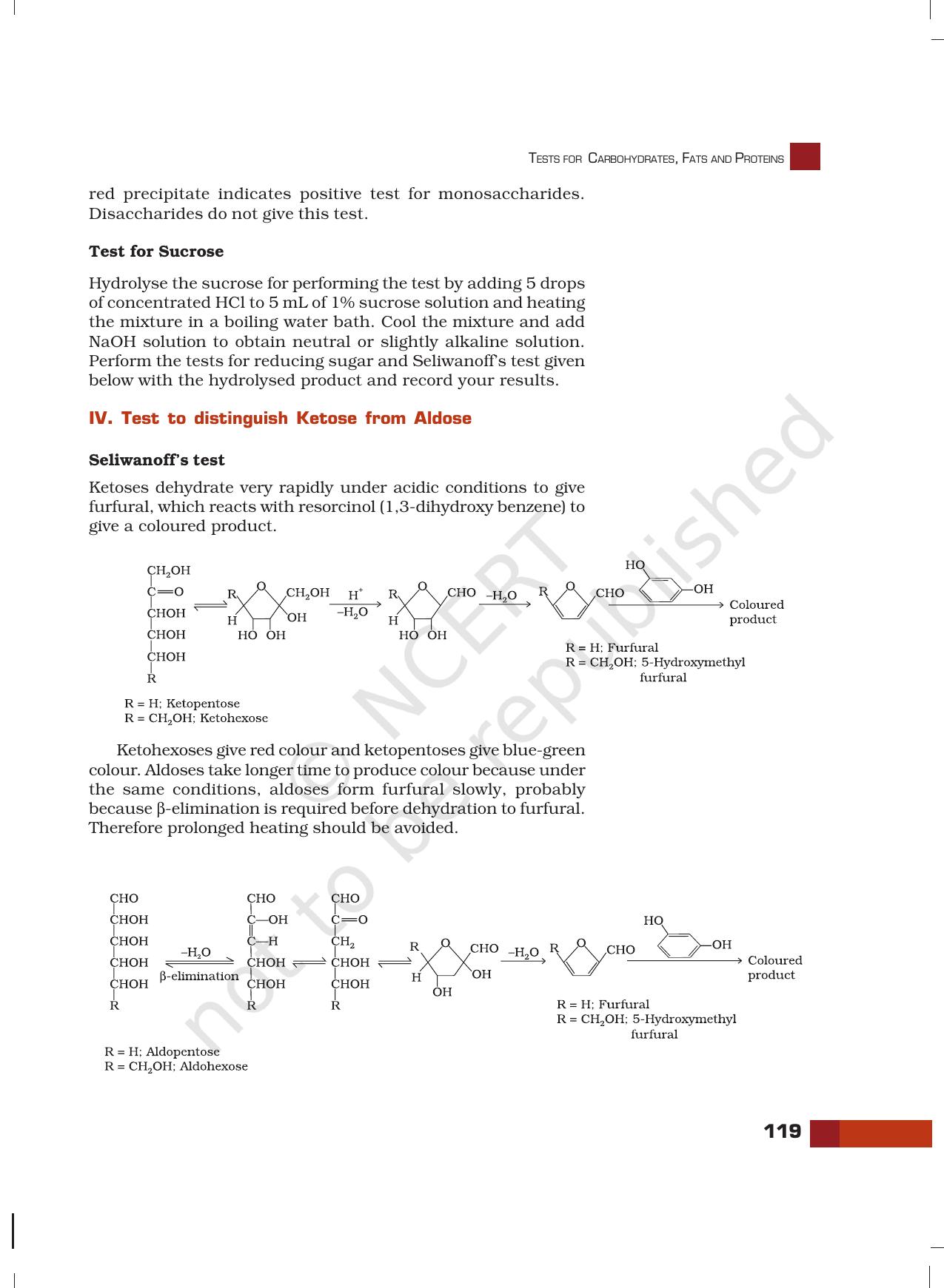 NCERT Laboratory Manuals for Class XII Chemistry - Unit 11 (Tests for Carbohydrates, Fats and Proteins) - Page 6