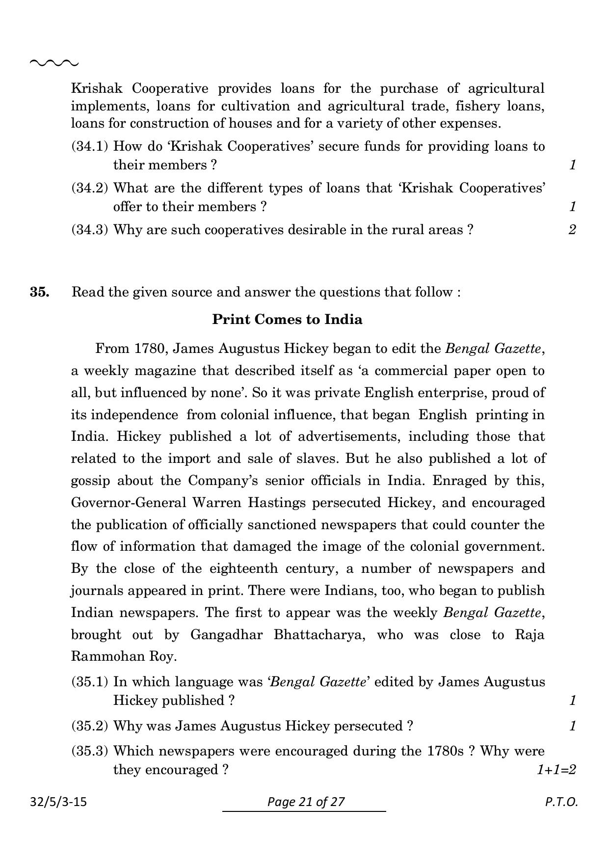 CBSE Class 10 32-5-3 Social Science 2024 Question Paper - Page 21