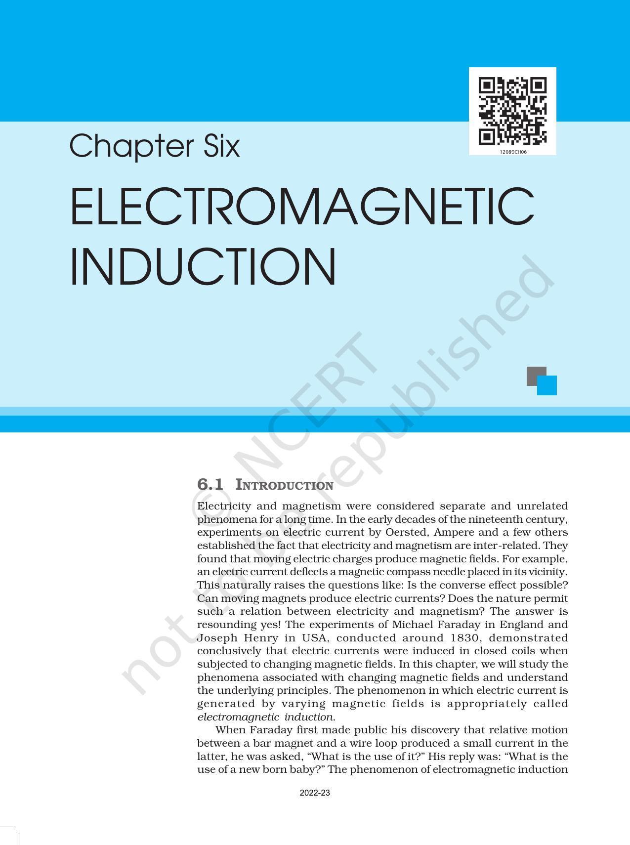 NCERT Book for Class 12 Physics Chapter 6 Electromagnetic Induction - Page 1